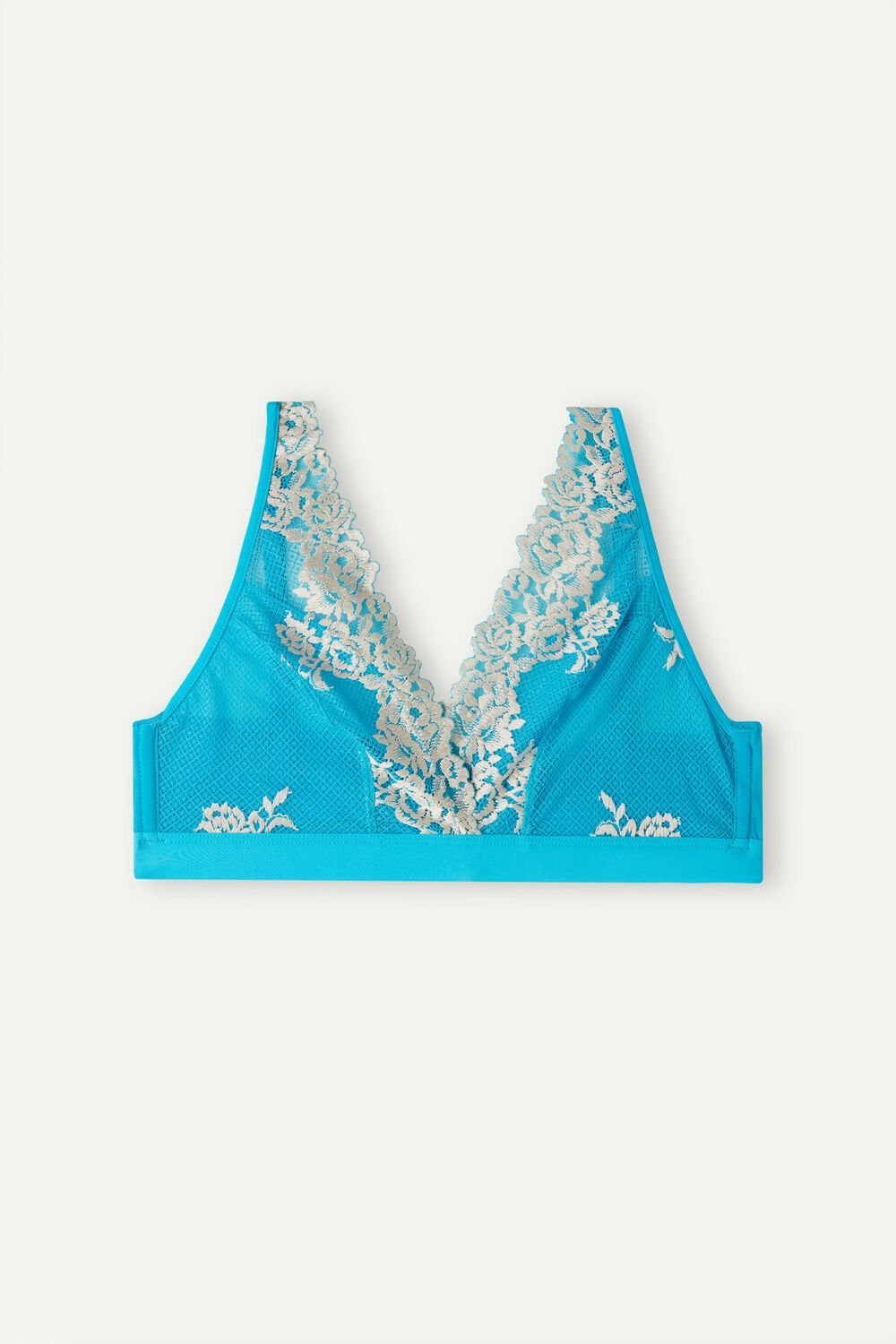 Blue - 233j - Digital Turquoise / Ivory Intimissimi Pretty Flowers Lara Triangle Bra | EFPR-36519