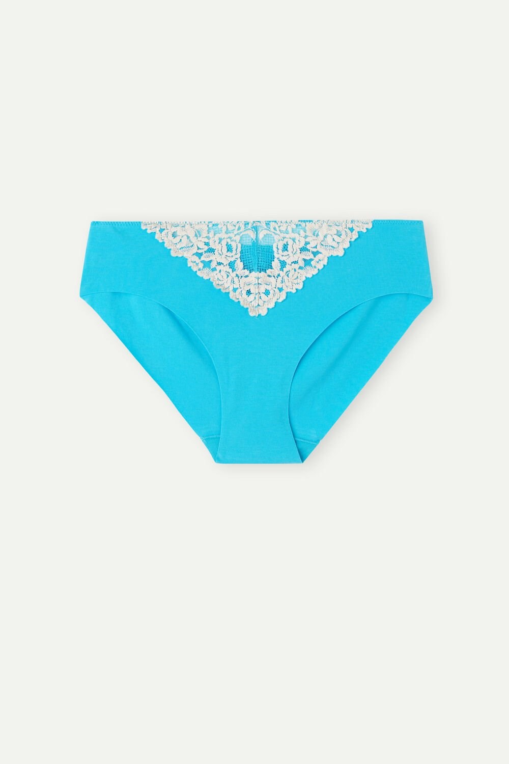 Blue - 233j - Digital Turquoise / Ivory Intimissimi Pretty Flowers Seamless Cotton Panties | FWZL-30174