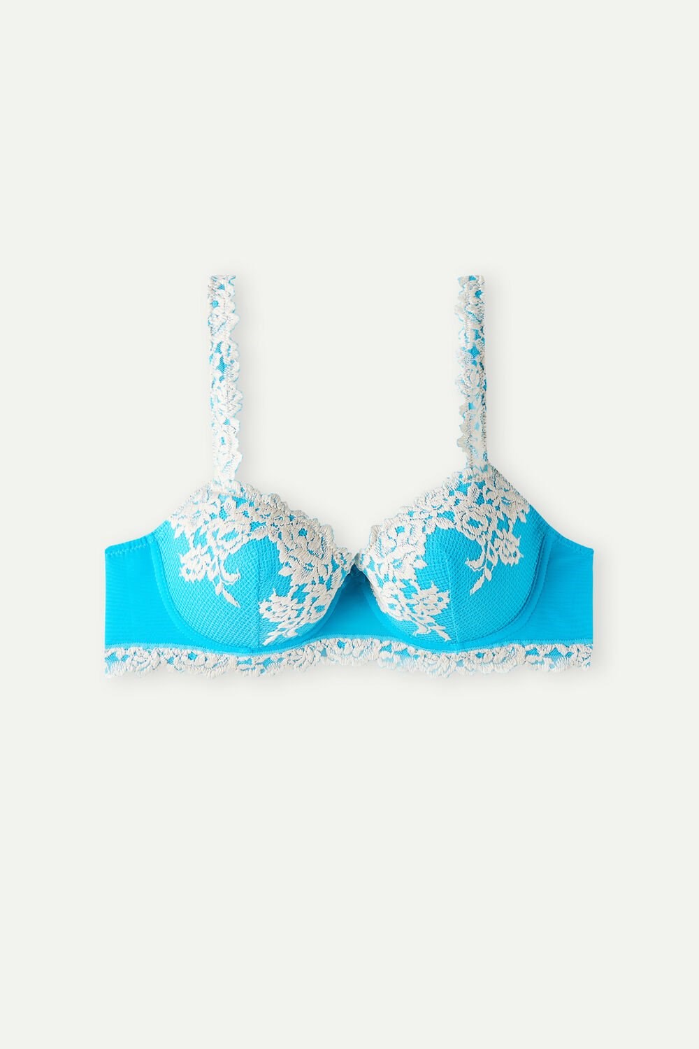 Blue - 233j - Digital Turquoise / Ivory Intimissimi Pretty Flowers Sofia Balconette Bra | MBAV-20134