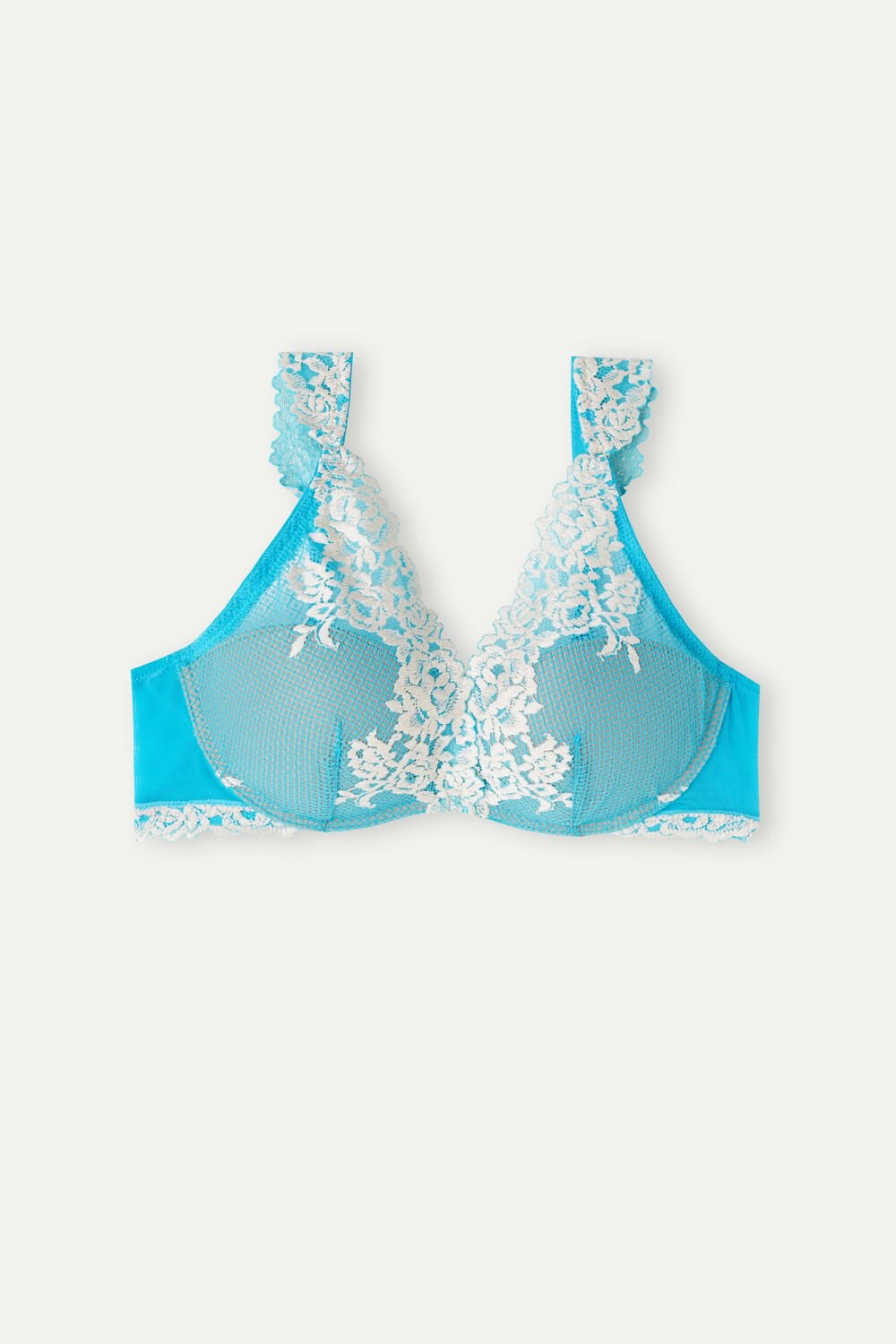 Blue - 233j - Digital Turquoise / Ivory Intimissimi Pretty Flowers Giorgia Balconette Bra | NYME-24397