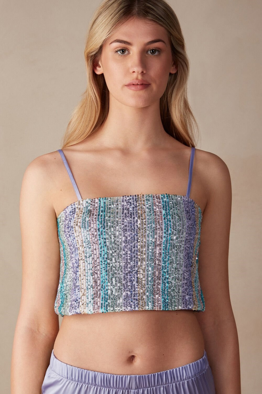 Blue - 238j - Multicolor Intimissimi Miami Nights Sequin Crop Top | BAST-82715