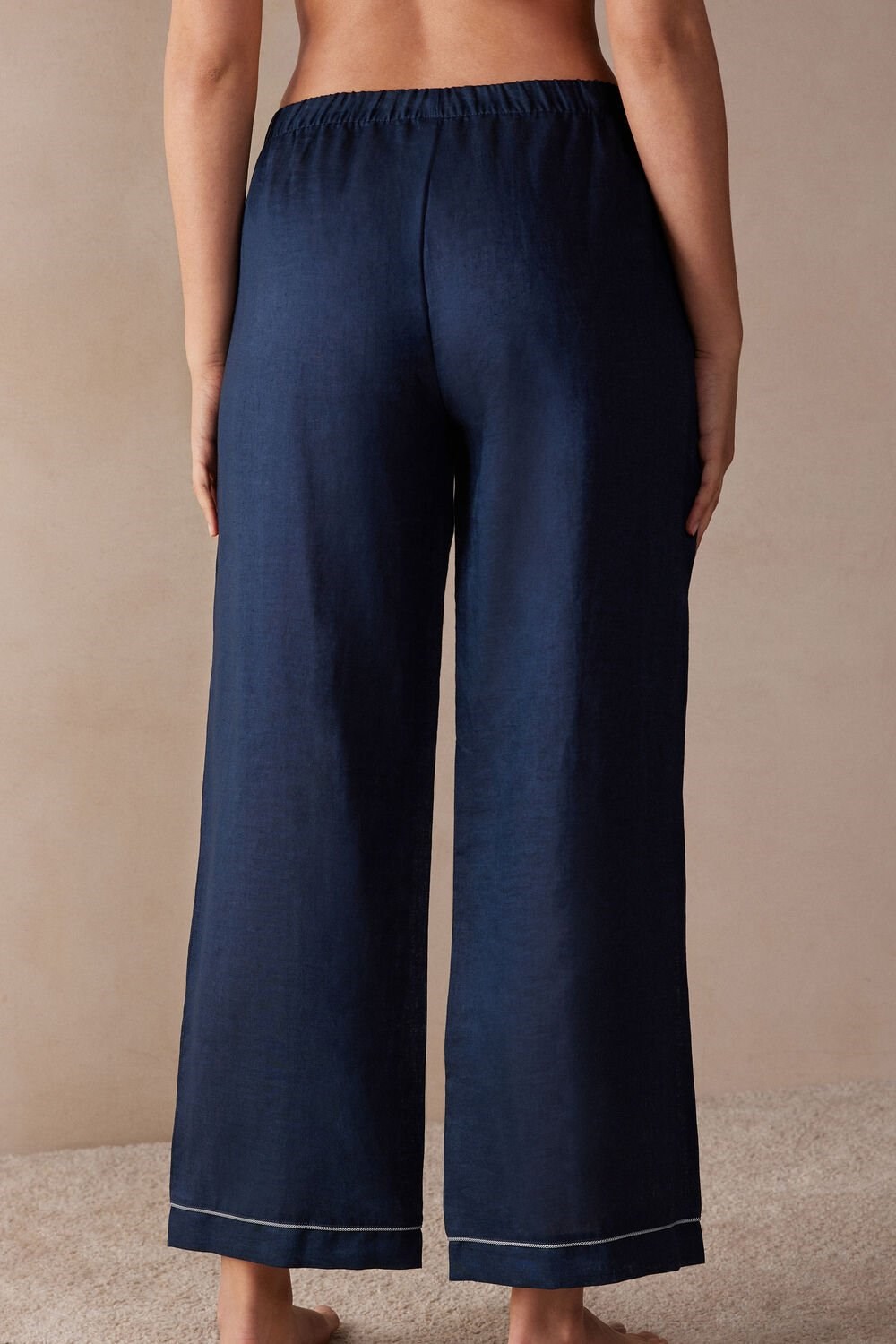 Blue - 243j - Sailor Blue Intimissimi Yacht Night Linen Pants | TUWL-19058