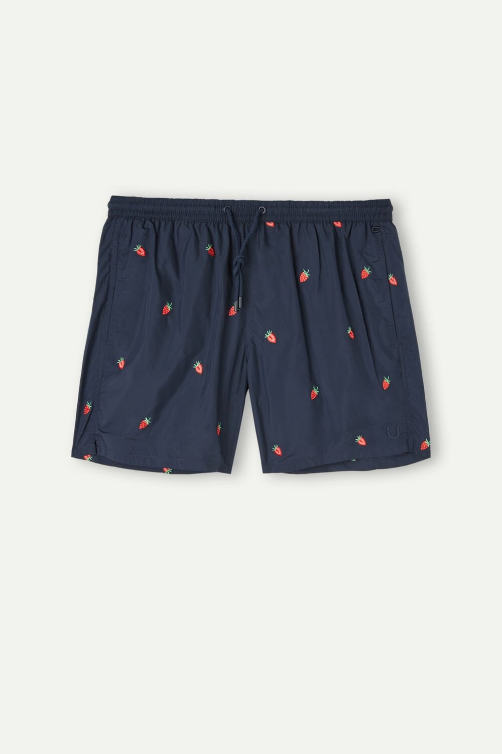 Blue - 252j - Intense Blue Strawberry Embroidery Intimissimi Embroidered Strawberry Swim Trunks | THAU-87452