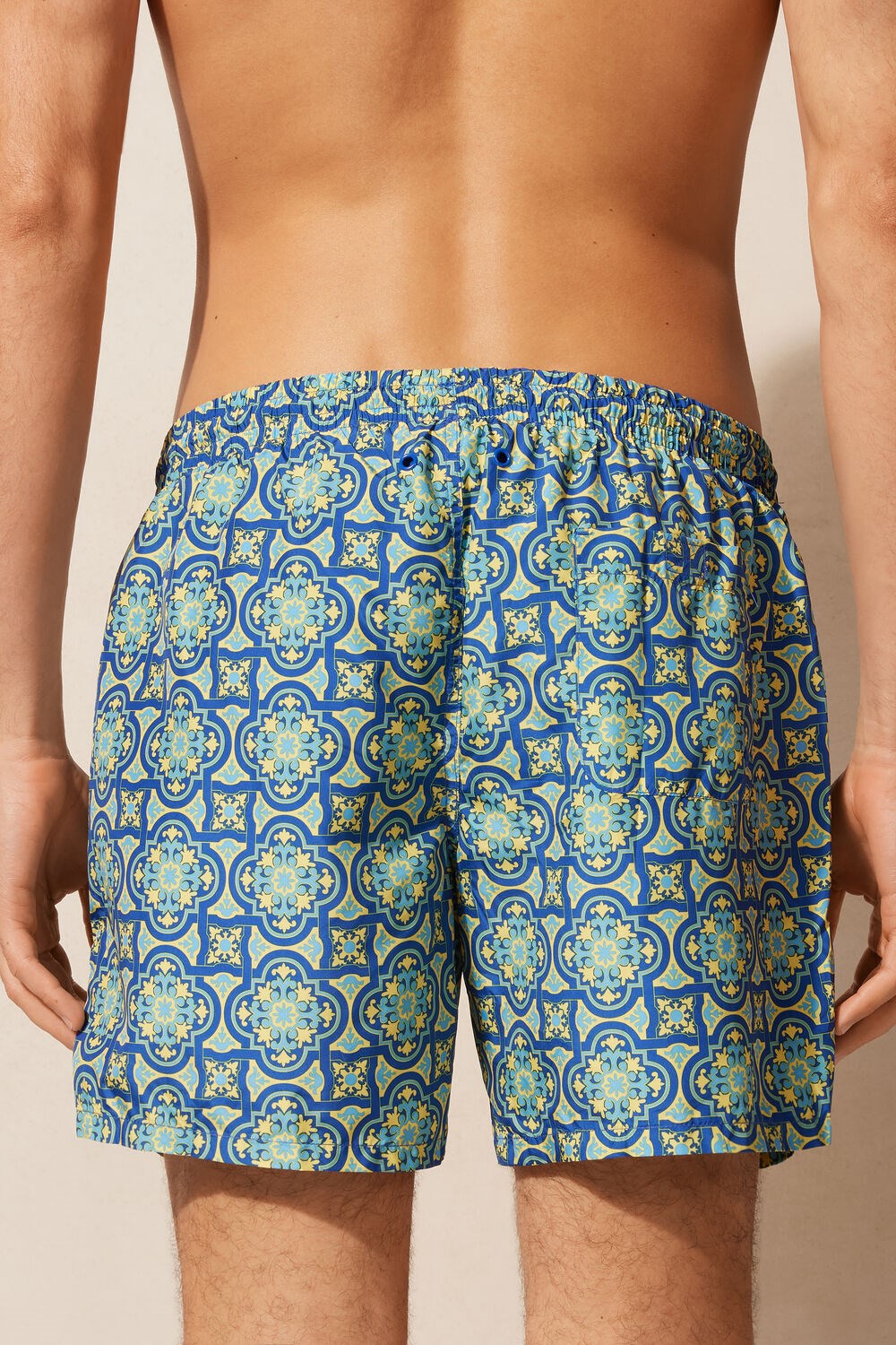 Blue - 262j - Yellow Majolica Print Intimissimi Yellow Majolica Print Swim Trunks | SQAX-01682