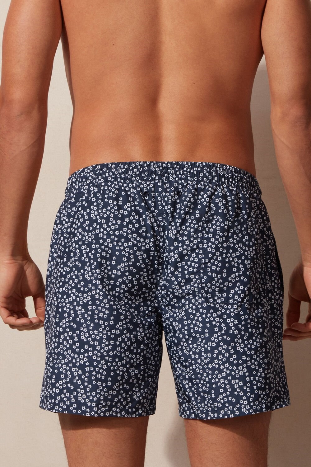 Blue - 271j - Intense Blue Microflower Print Intimissimi Micro Flower Print Swim Trunks | ZHIK-72486