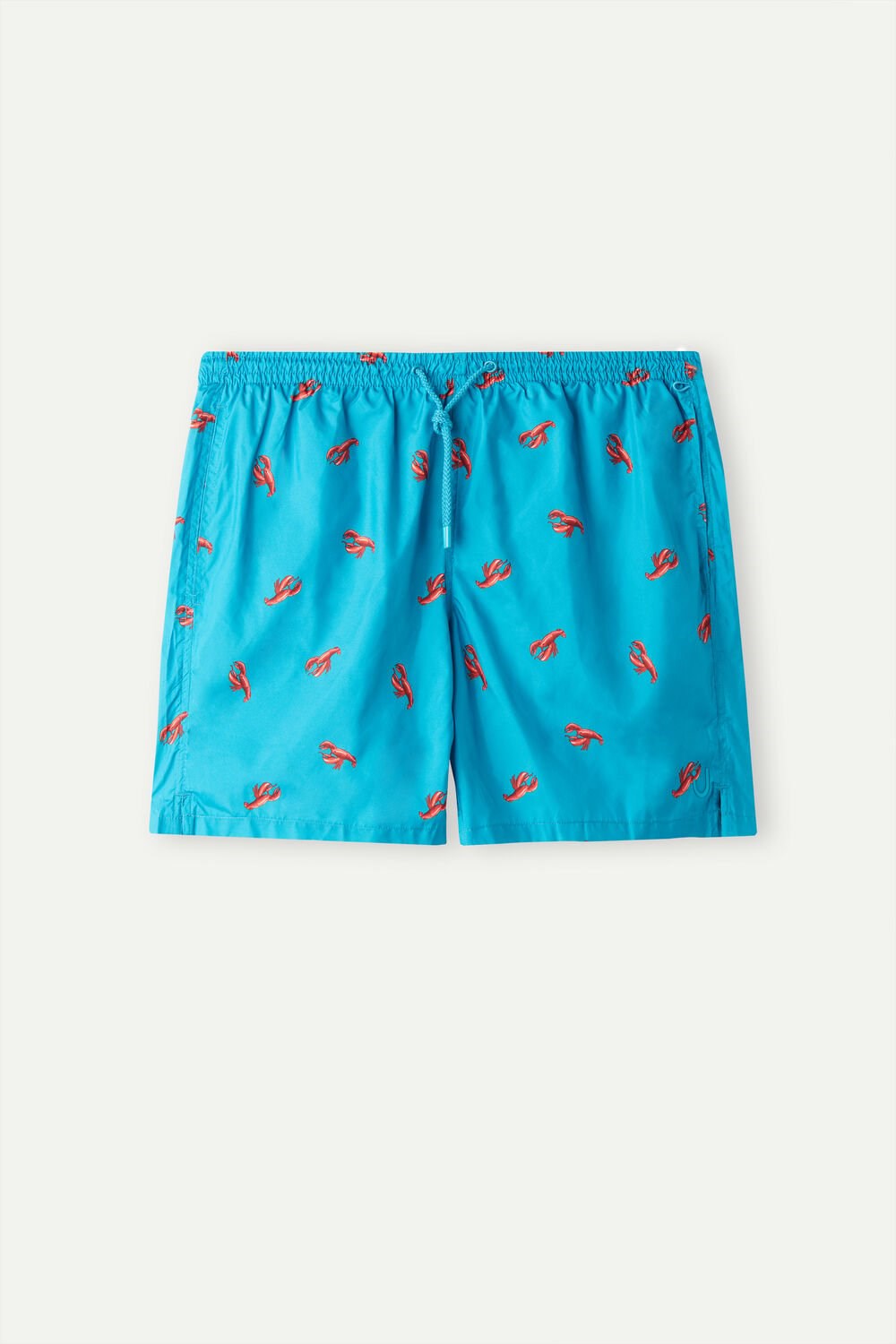 Blue - 273j - Peacock Blue Lobster Print Intimissimi Lobster Print Swim Trunks | NMZG-27135