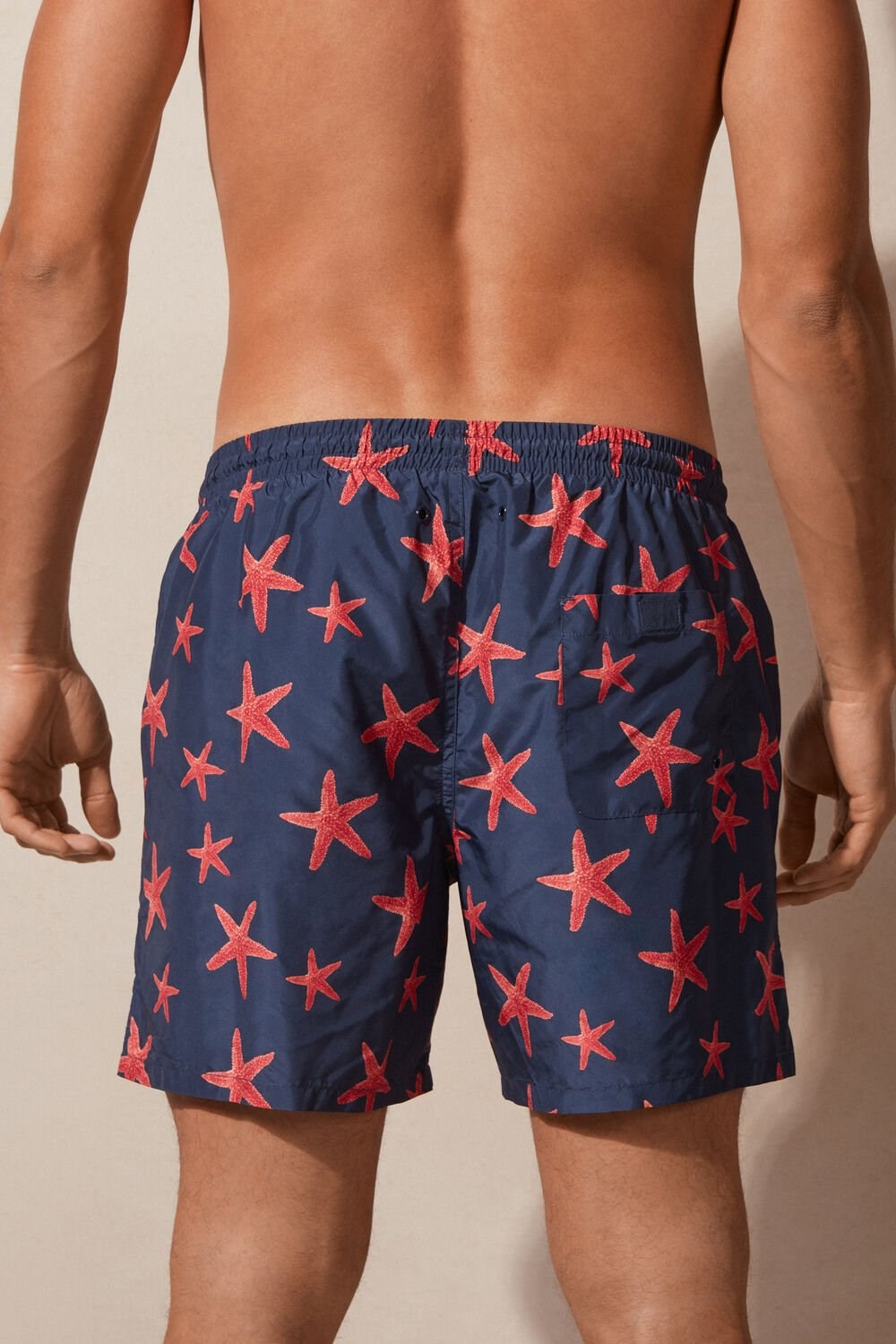 Blue - 275j - Intense Blue Starfish Print Intimissimi Starfish Print Swim Trunks | RVWZ-40763