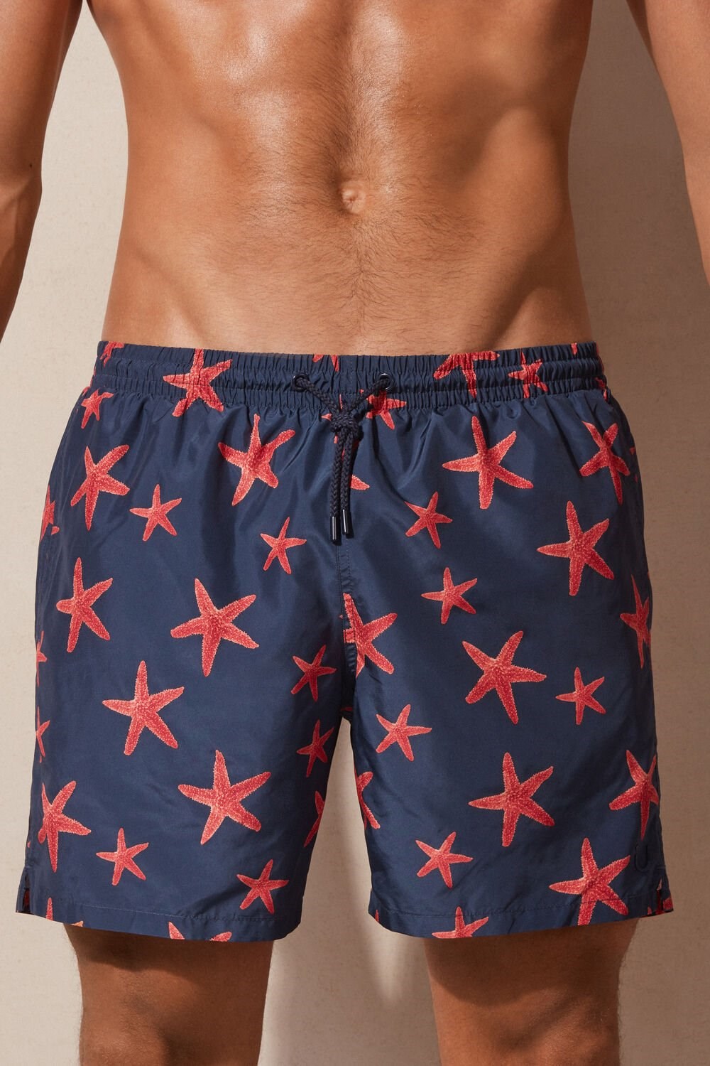 Blue - 275j - Intense Blue Starfish Print Intimissimi Starfish Print Swim Trunks | RVWZ-40763