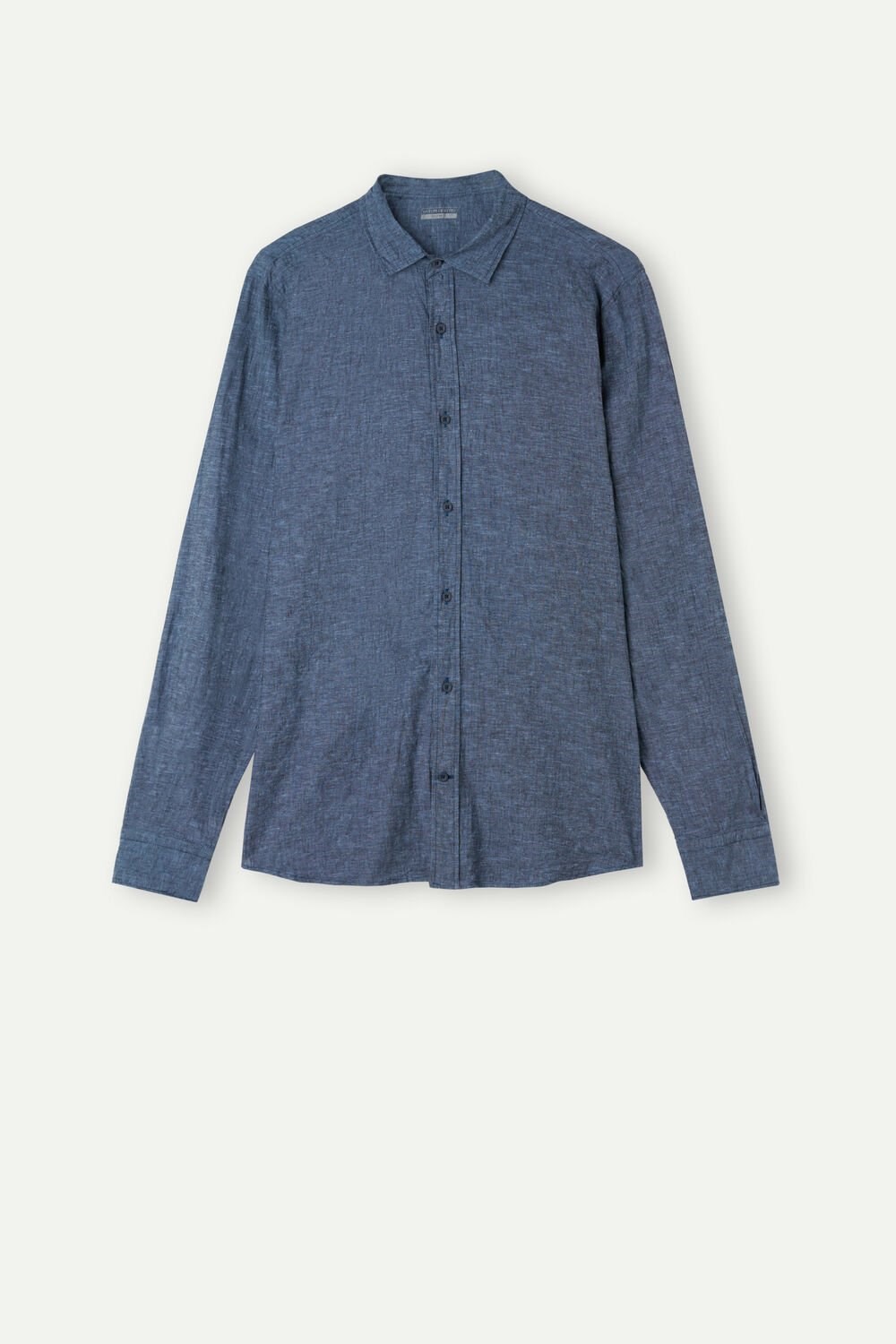 Blue - 288j - Petroleum Blue Intimissimi Linen and Cotton Shirt | GHAY-05732