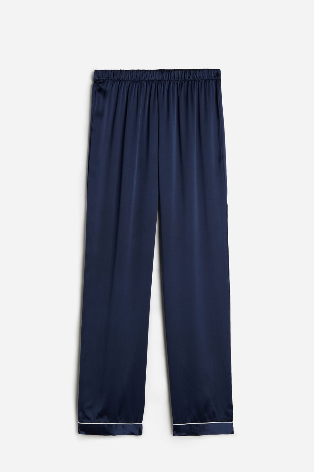 Blue - 3094 - Ink Blue Intimissimi Silk Satin Pajama Pants | MHYS-14589