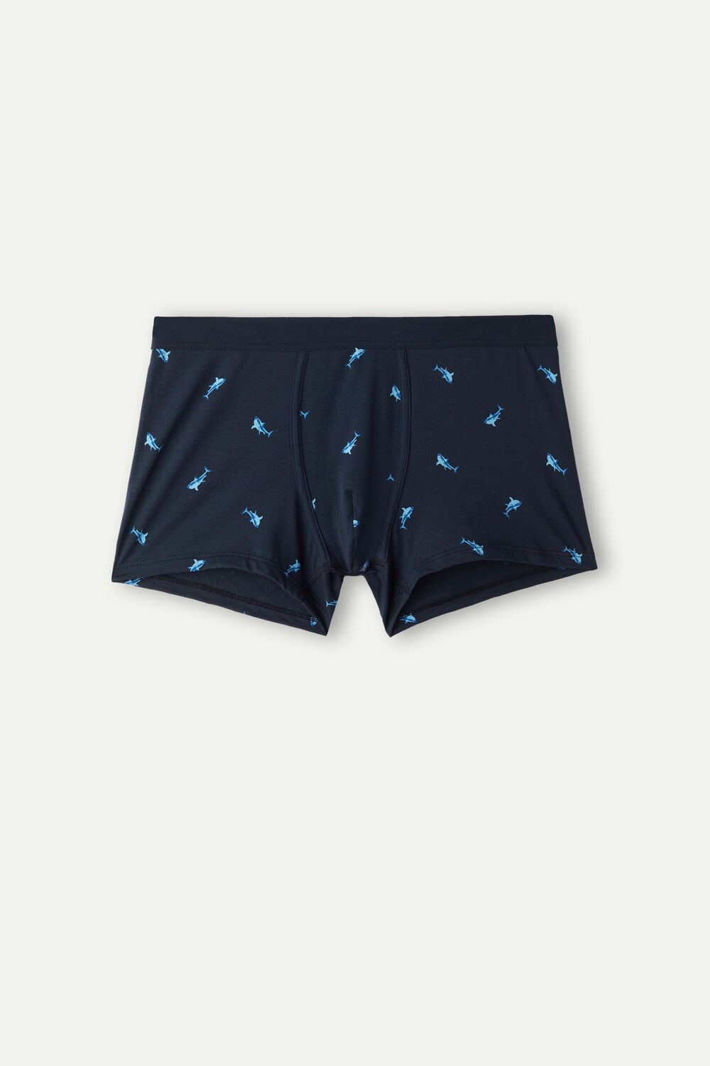 Blue - 315j - Midnight Blue Shark Print Intimissimi Shark Boxers in Natural Fresh Supima® Cotton | AJYD-01943