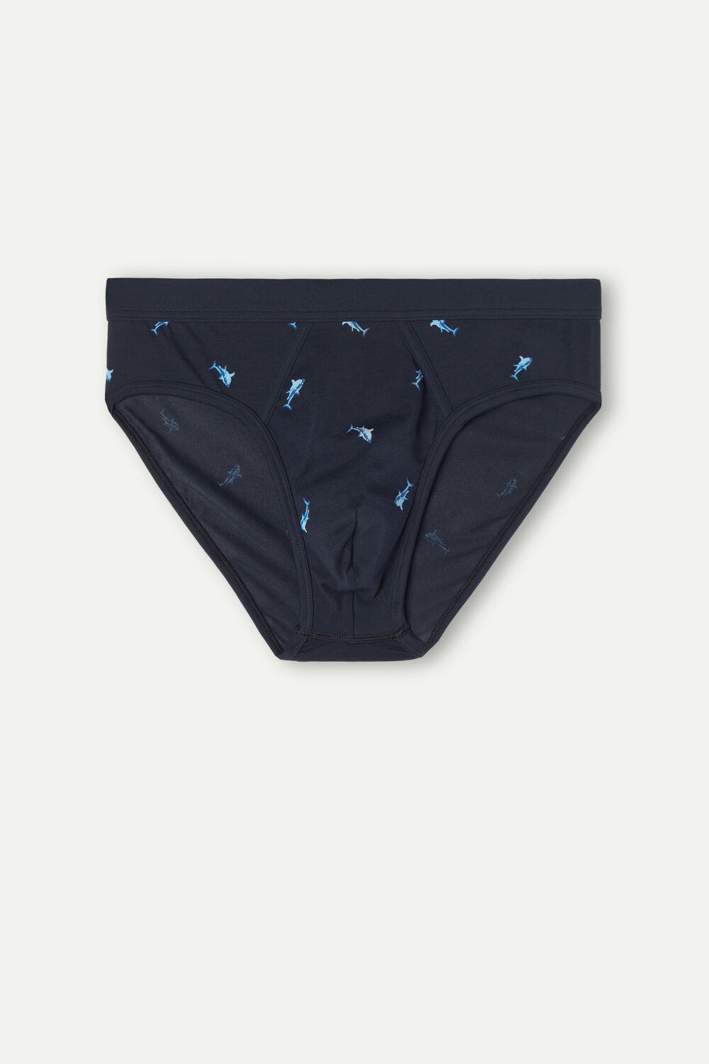 Blue - 315j - Midnight Blue Shark Print Intimissimi Shark Briefs in Natural Fresh Supima® Cotton | GUTO-89675