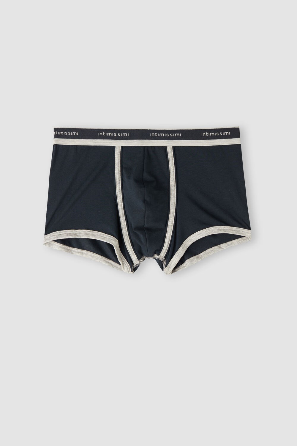 Blue - 320j - Midnight Blue / Light Heather Grey Intimissimi Natural Fresh Supima® Cotton Boxers with Logo | LSTV-41568