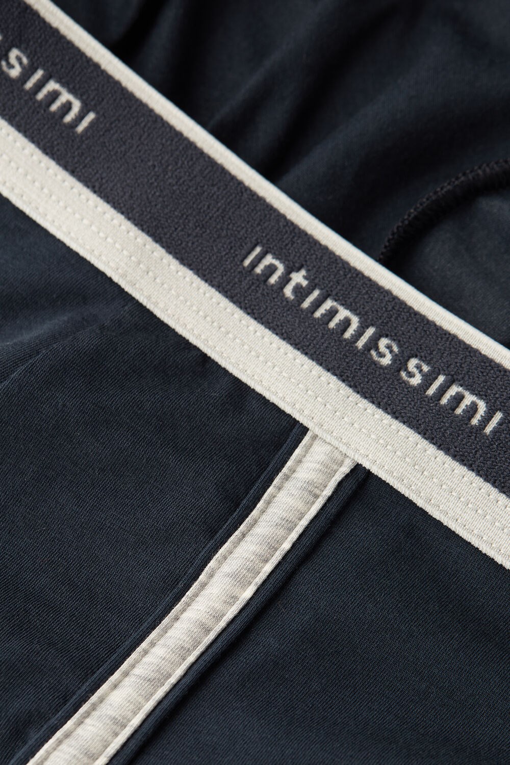 Blue - 320j - Midnight Blue / Light Heather Grey Intimissimi Natural Fresh Supima® Cotton Boxers with Logo | LSTV-41568