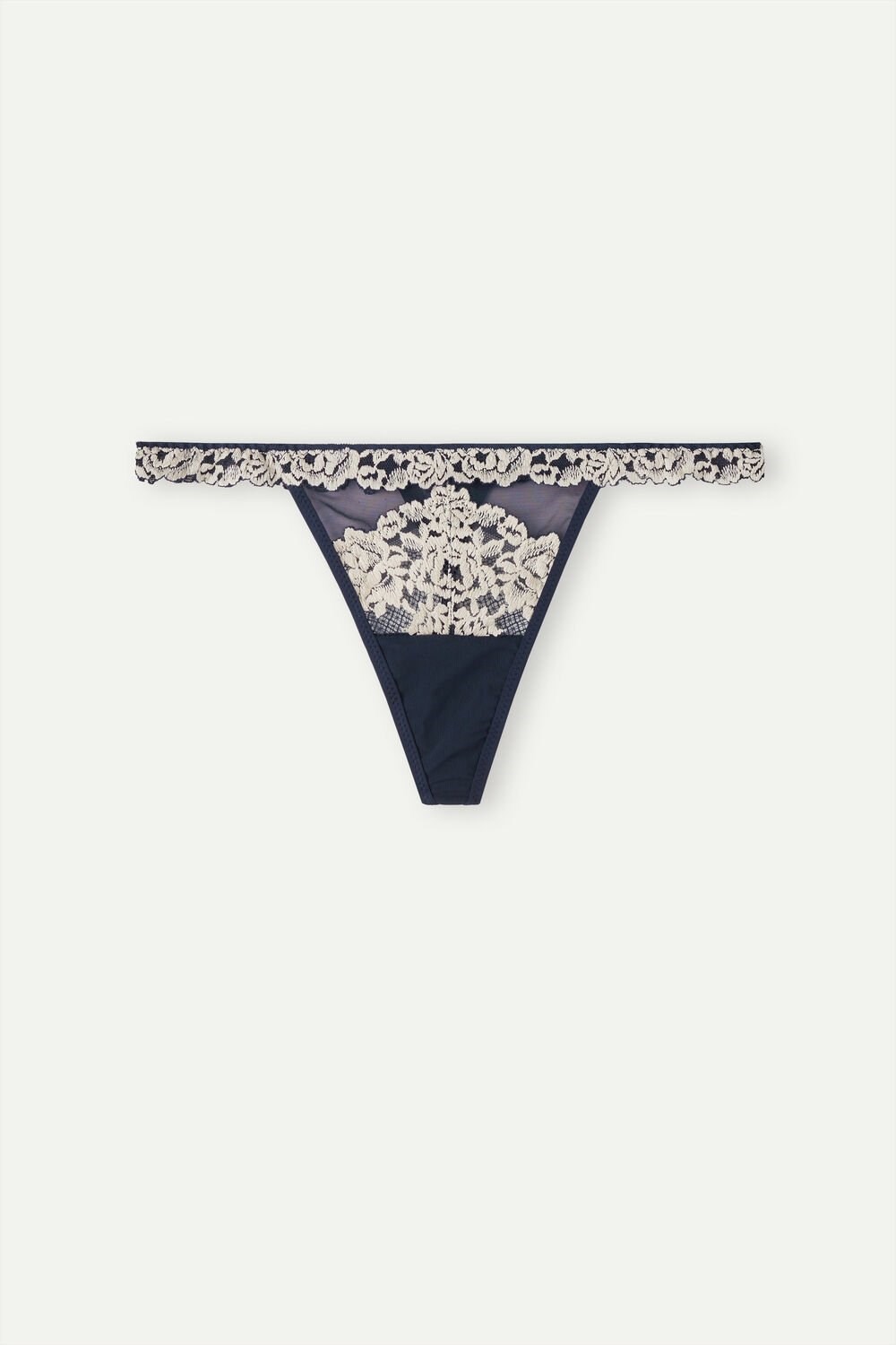 Blue - 347i - Deep Blue / Vanilla Intimissimi Pretty Flowers String Thong | ZNIK-97435