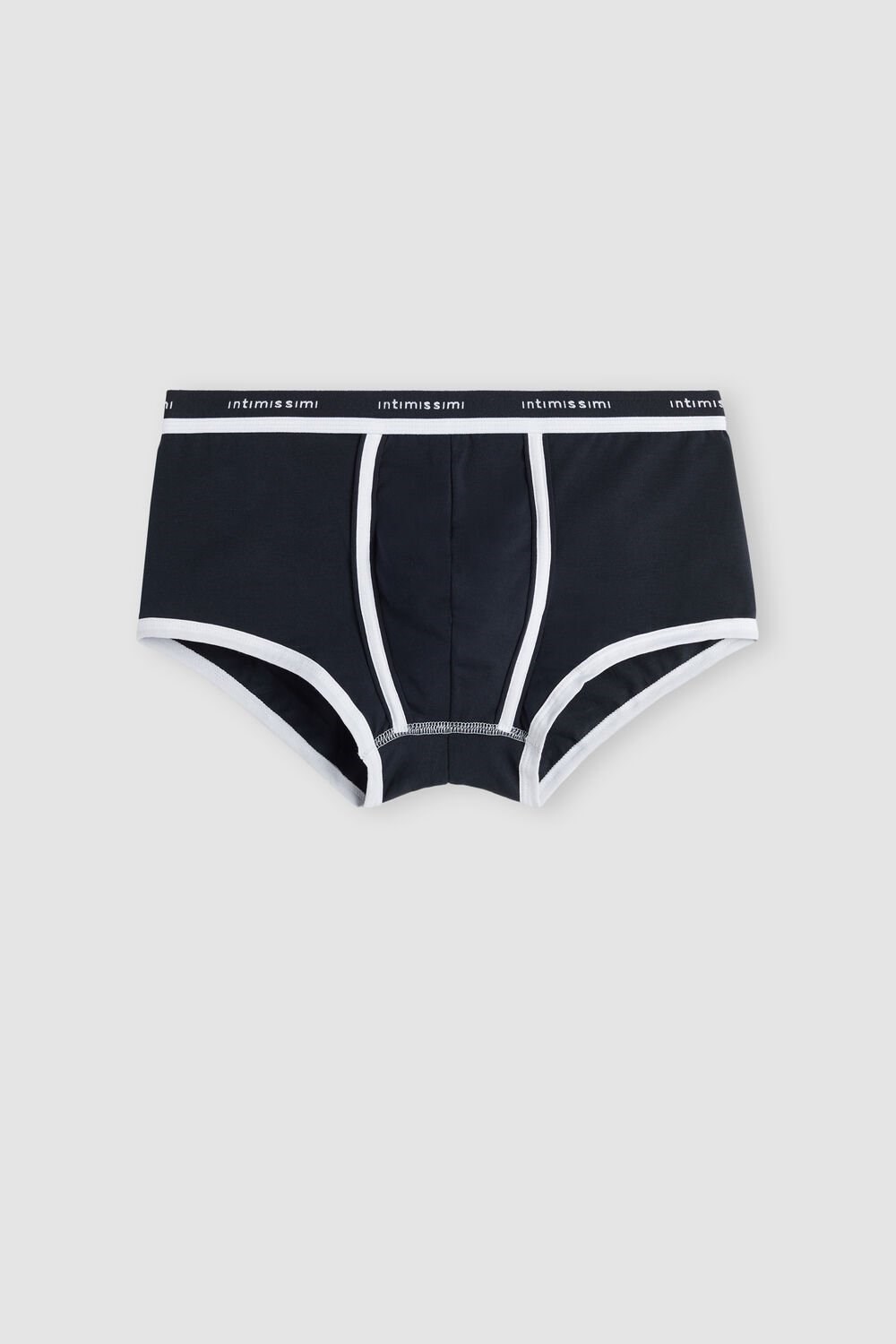 Blue - 3481 - Midnight Blue / White Intimissimi Stretch Supima® Cotton Boxer Shorts with Logo Detail | BYOR-02379