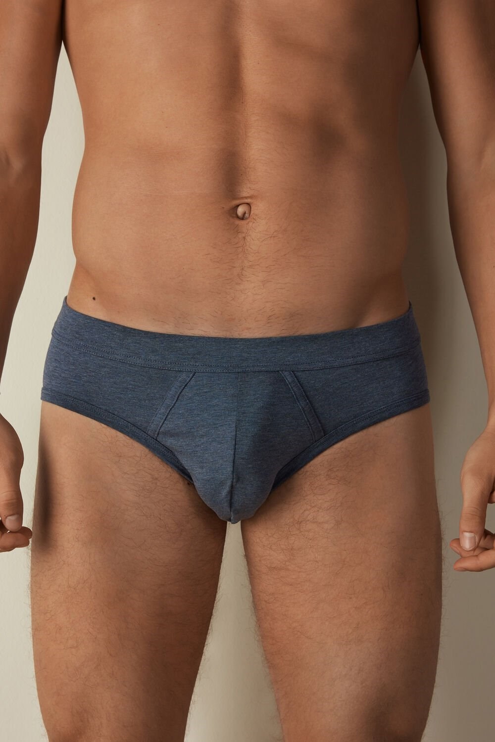 Blue - 5210 - Denim Blue Blend Intimissimi Supima® Cotton Briefs | EBMC-94158