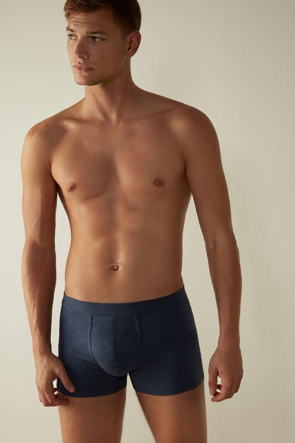 Blue - 5210 - Denim Blue Blend Intimissimi Supima® Cotton Loose Fit Boxers | ERCG-43690