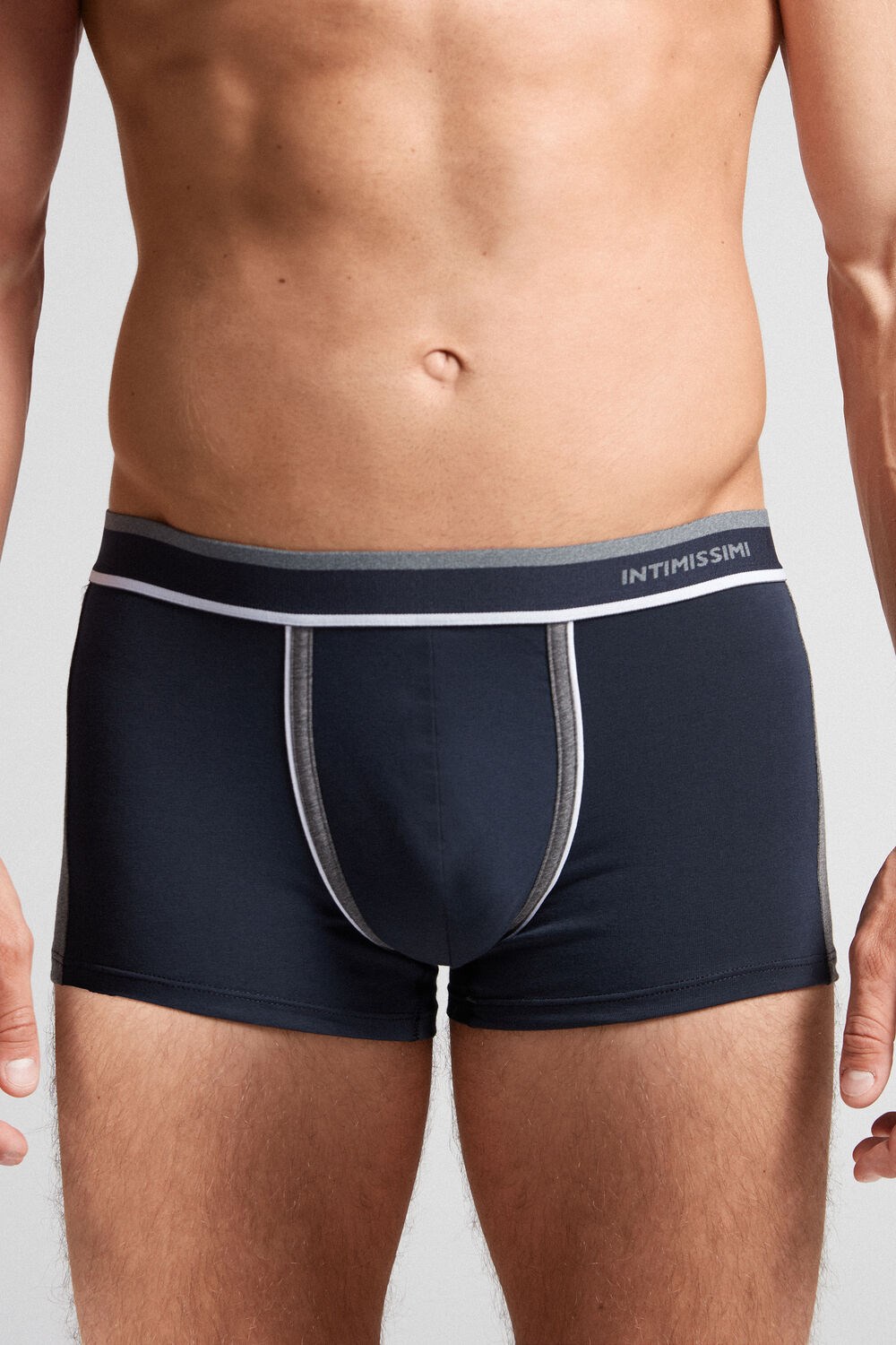 Blue - 541i - Midnight Blue / Graphite Grey Blend Intimissimi Two-tone Boxers in Stretch Supima® Cotton | HKLV-48670