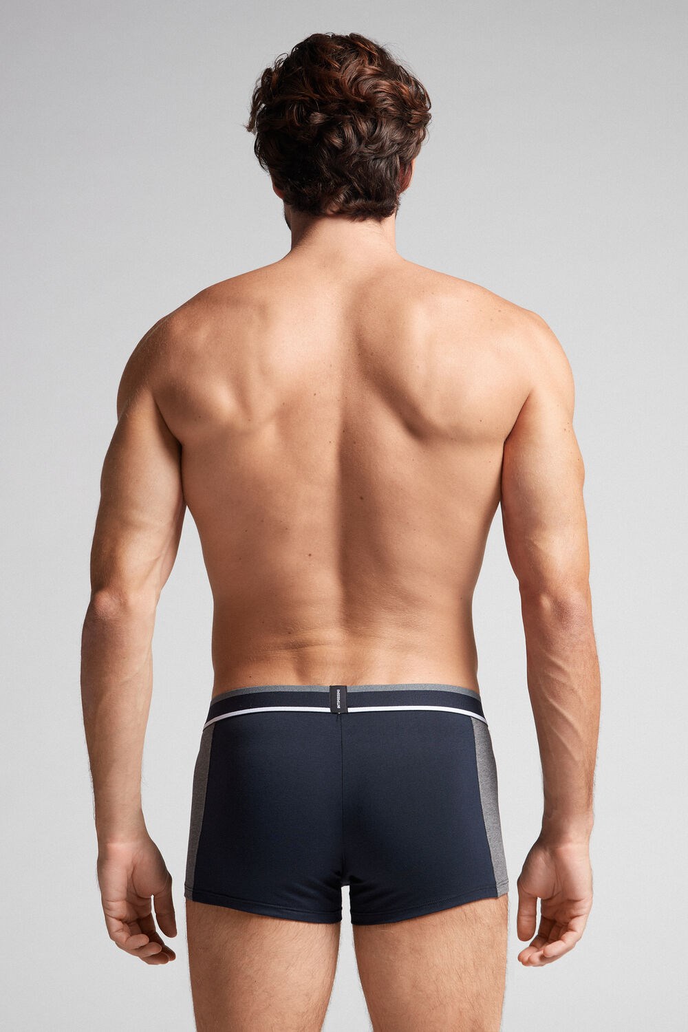 Blue - 541i - Midnight Blue / Graphite Grey Blend Intimissimi Two-tone Boxers in Stretch Supima® Cotton | HKLV-48670