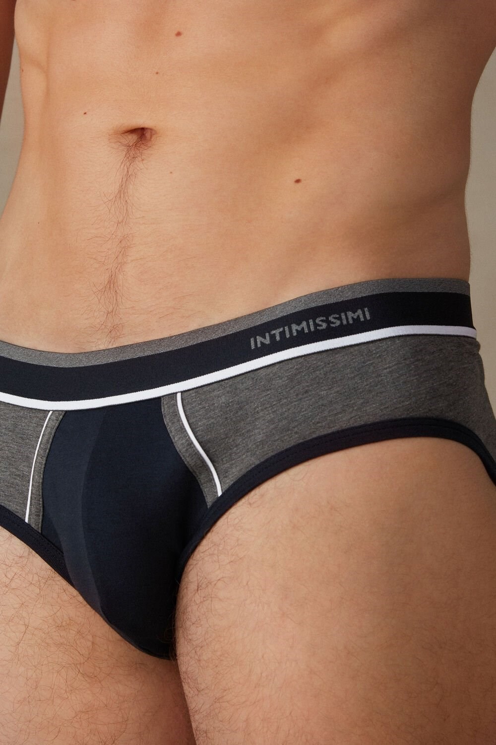 Blue - 541i - Midnight Blue / Graphite Grey Blend Intimissimi Two-Tone Stretch Supima® Cotton Briefs | JLUG-94570