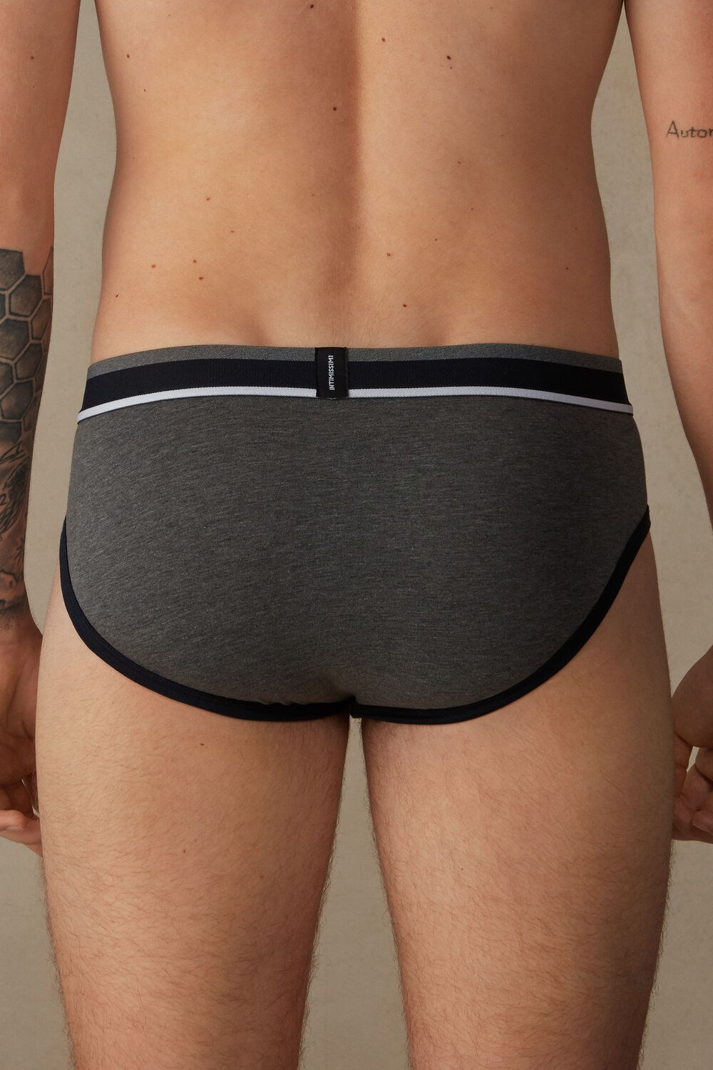 Blue - 541i - Midnight Blue / Graphite Grey Blend Intimissimi Two-Tone Stretch Supima® Cotton Briefs | JLUG-94570