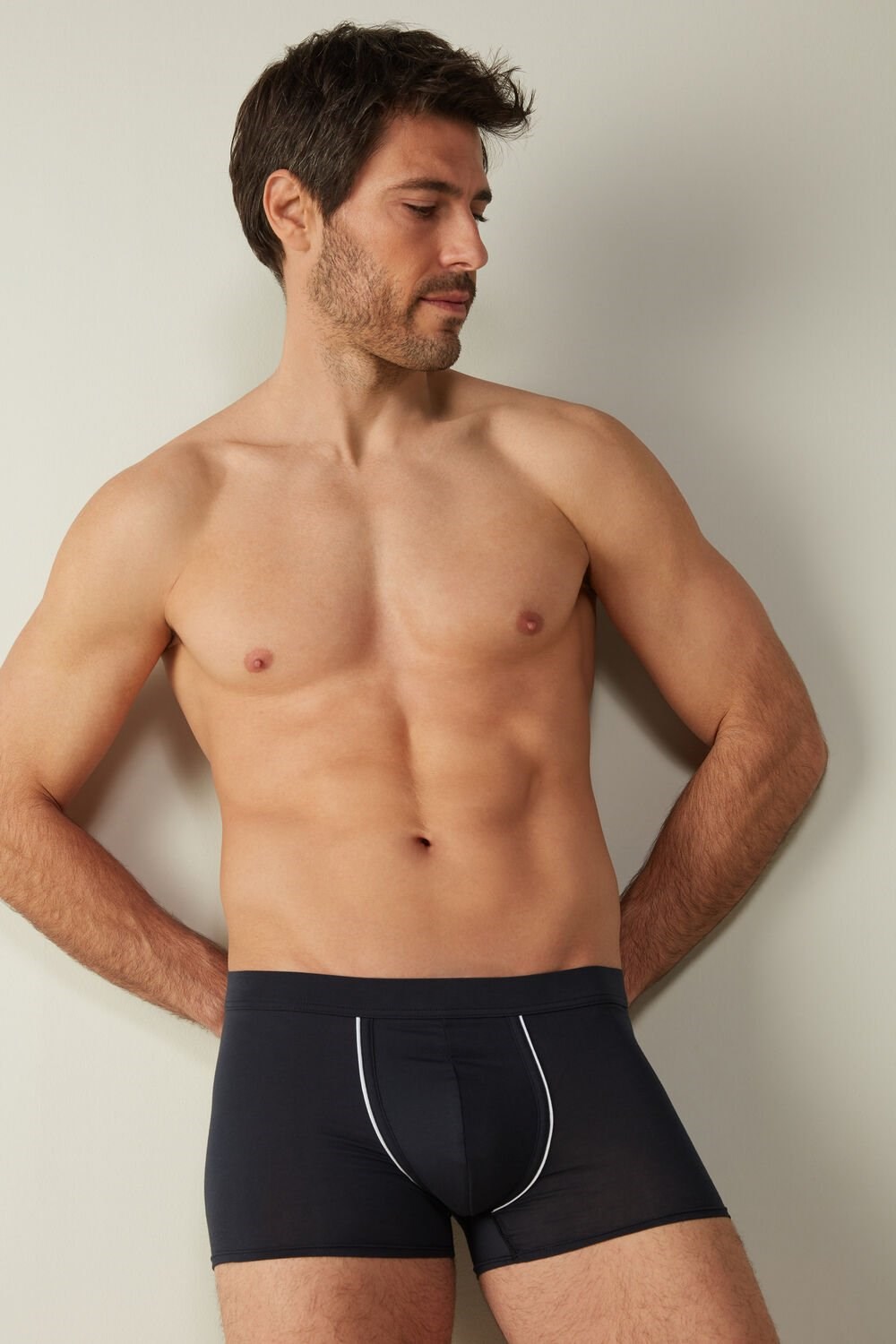 Blue - 6987 - Blue / White Intimissimi Natural Fresh Supima® Cotton Boxers | XOND-32159