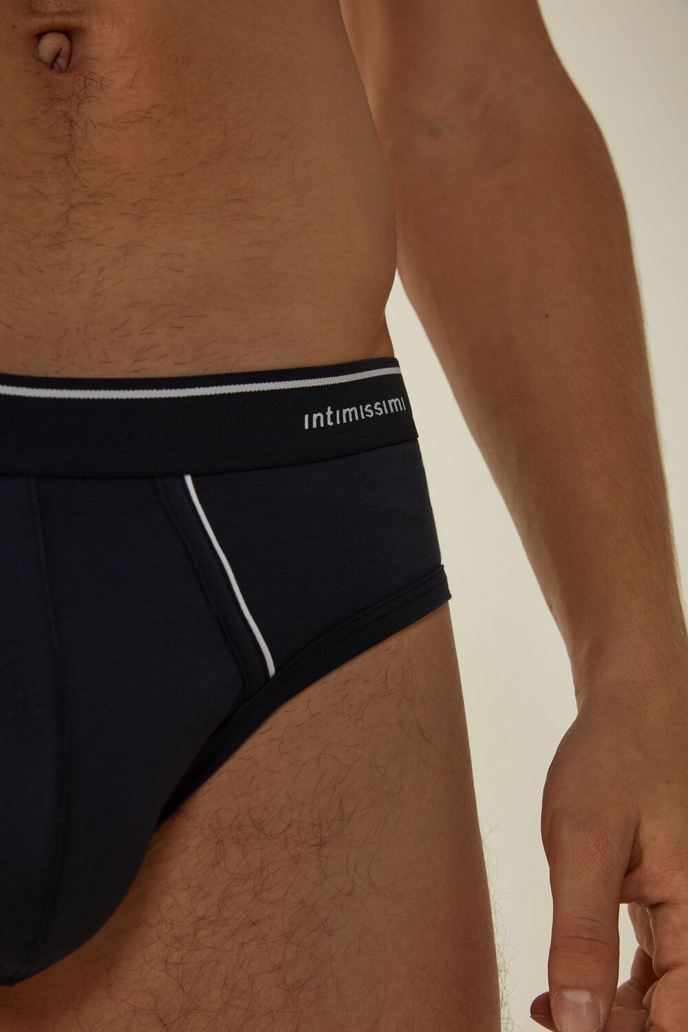 Blue - 6987 - Blue / White Intimissimi Supima Cotton Briefs with Visible Elastic | PBGW-83546