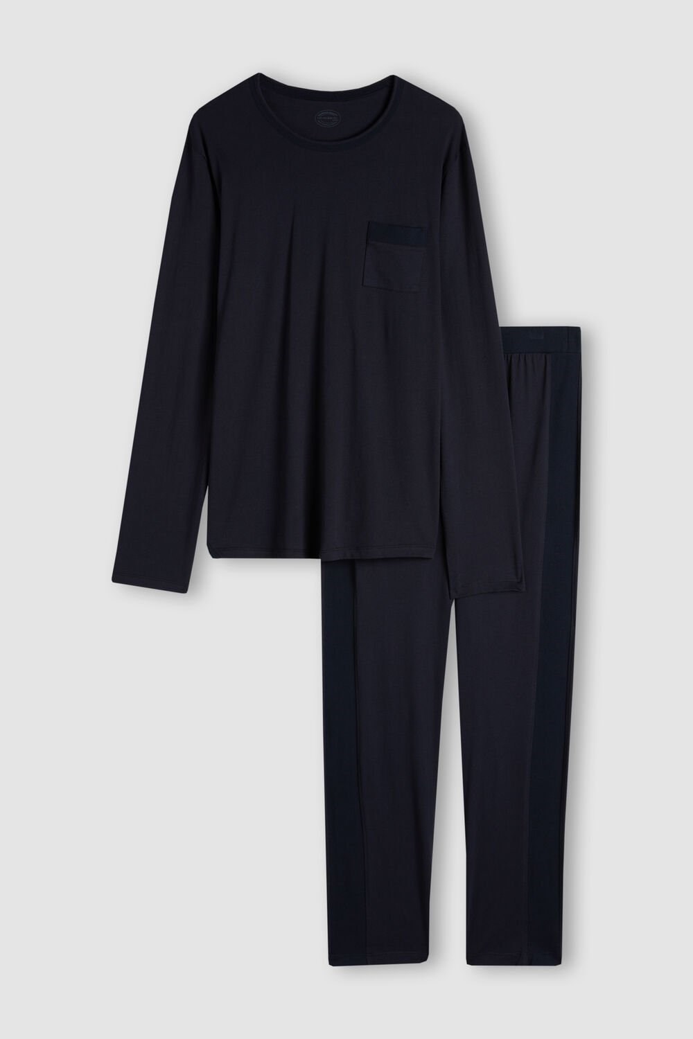 Blue - 800 - Midnight Blue Intimissimi Basic Supima® Cotton Pajama Pant Set | TKFC-49760