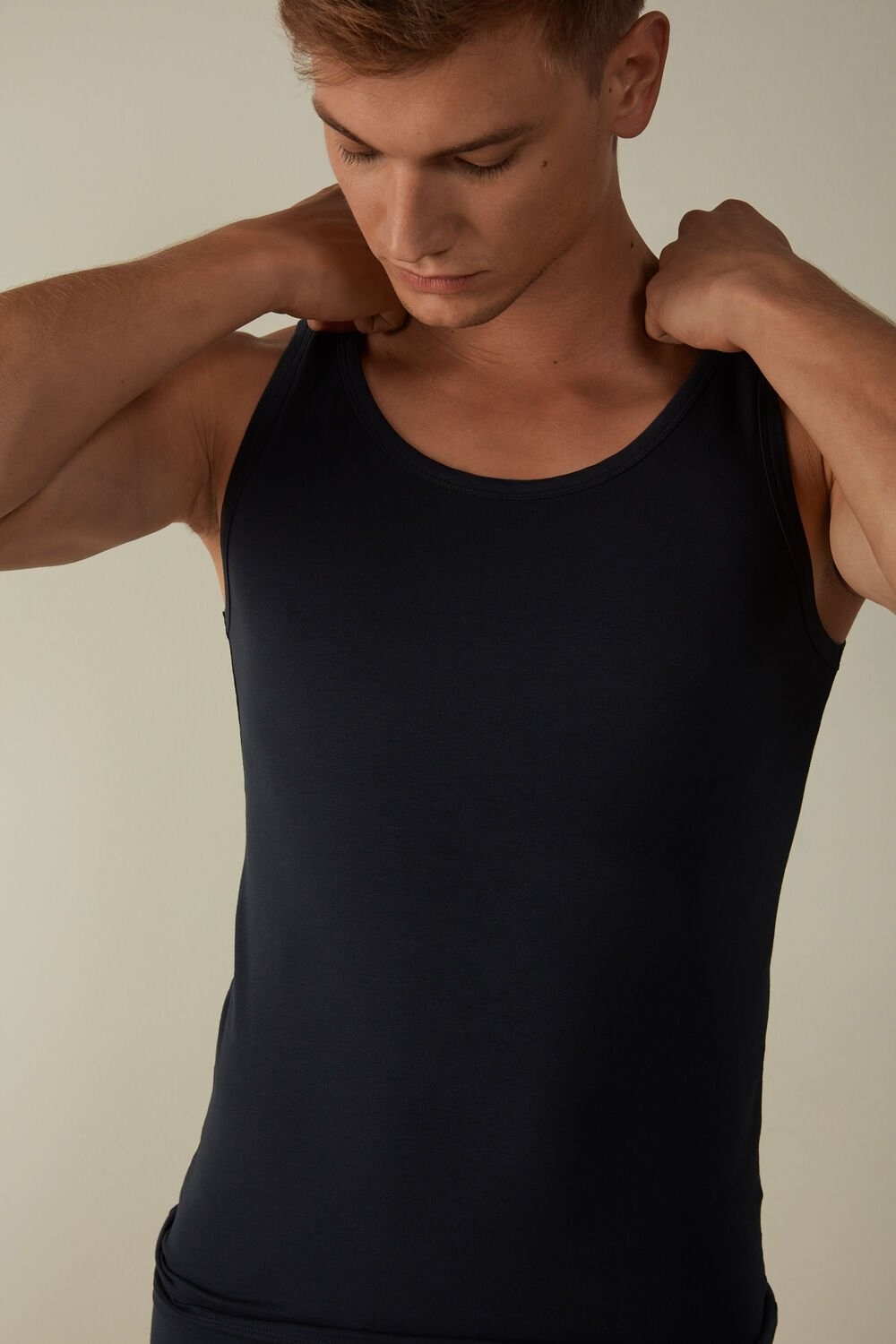 Blue - 800 - Midnight Blue Intimissimi Crew Neck Tank Top | KOQU-98576