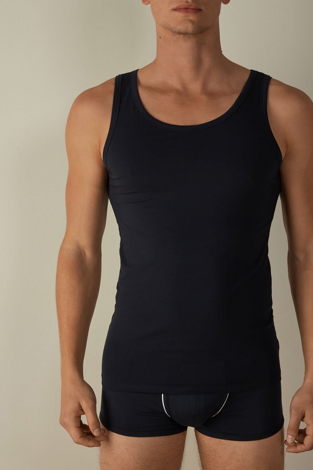 Blue - 800 - Midnight Blue Intimissimi Crew Neck Tank Top | KOQU-98576