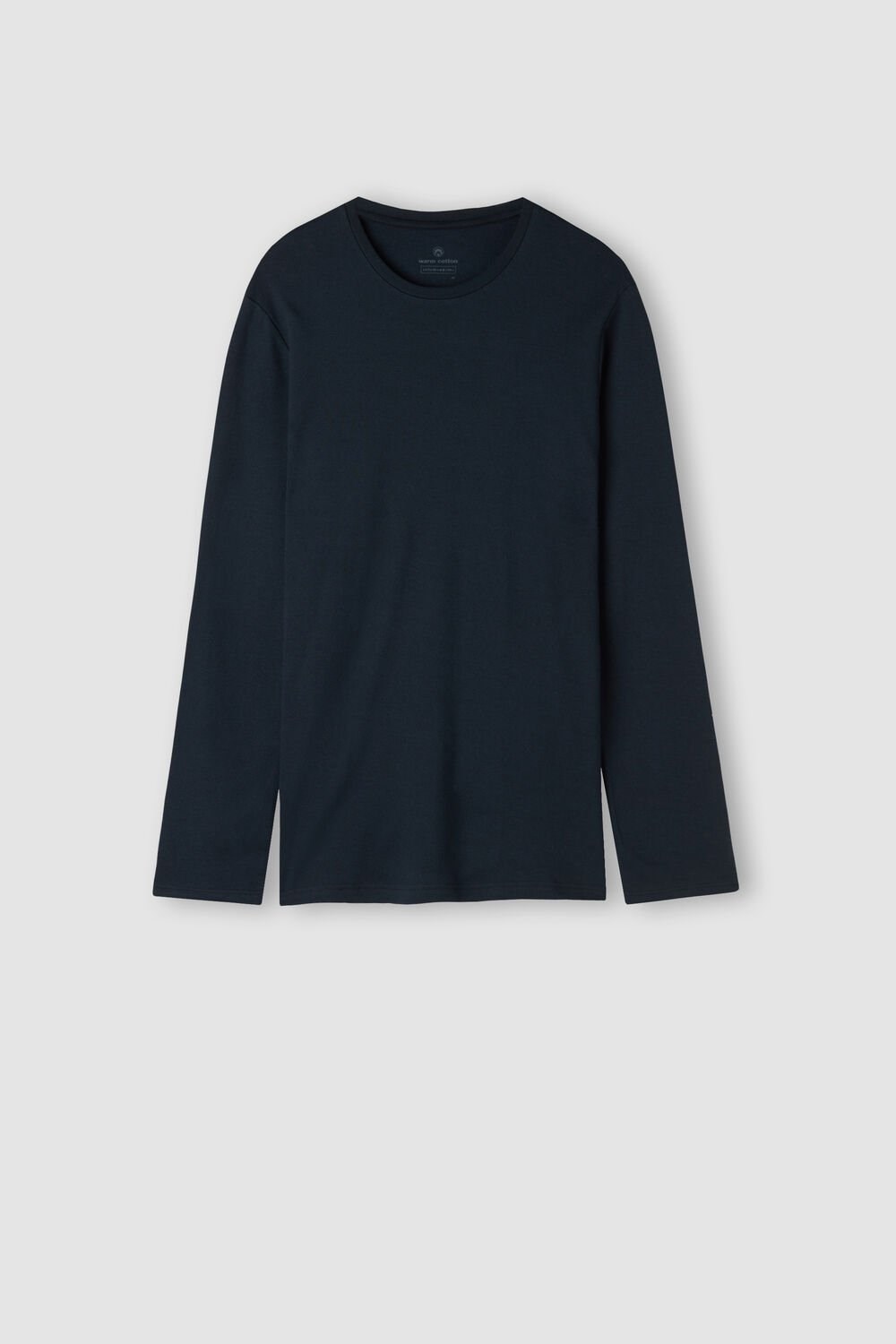 Blue - 800 - Midnight Blue Intimissimi Long Sleeve Top in Warm Cotton | LYHR-42839