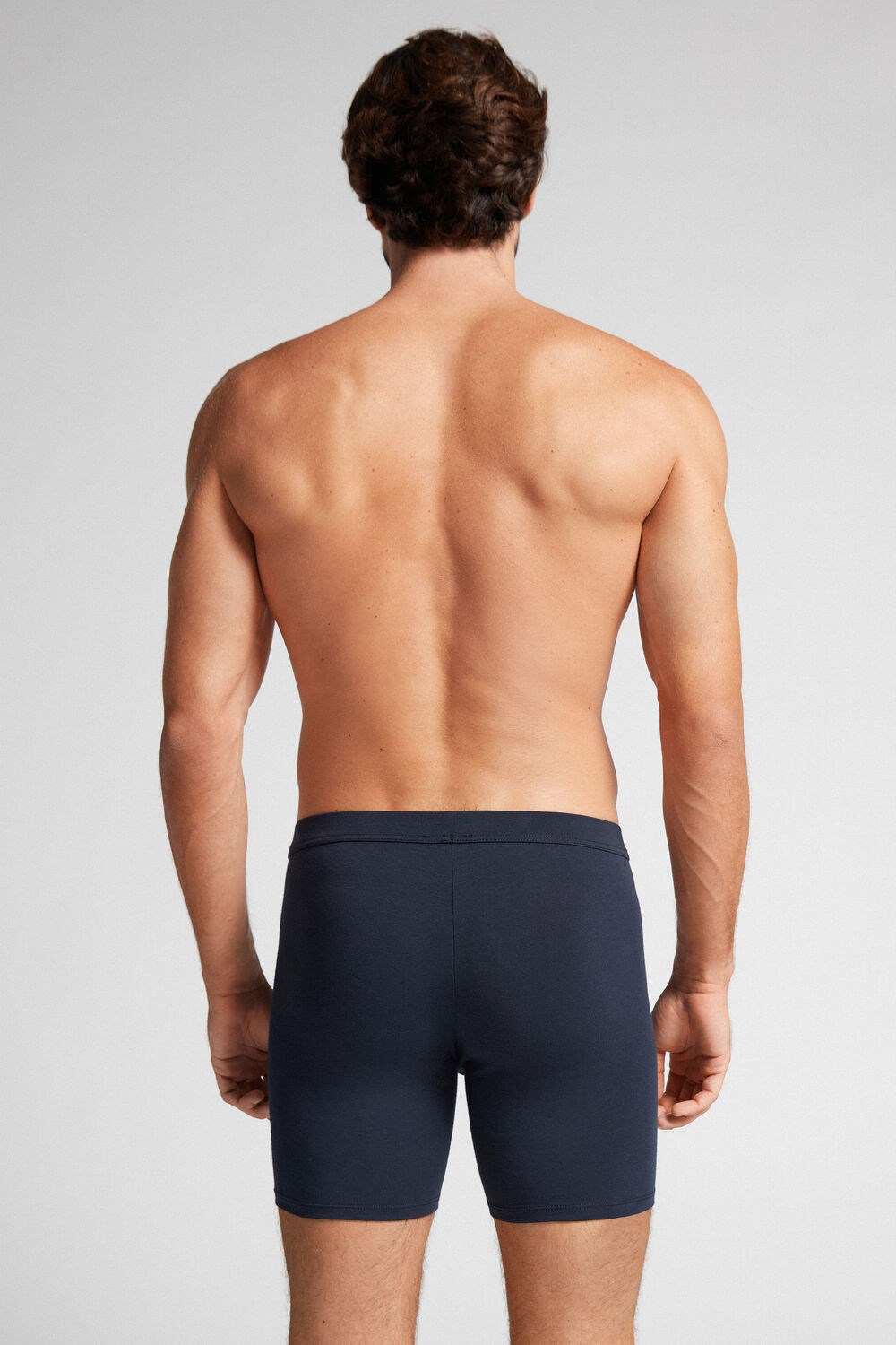 Blue - 800 - Midnight Blue Intimissimi Long Boxers in Stretch Supima® Cotton | WQAS-38169