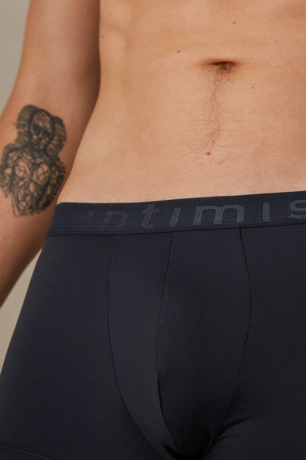 Blue - 800 - Midnight Blue Intimissimi Microfiber Logo Boxer Shorts | AFDU-06152