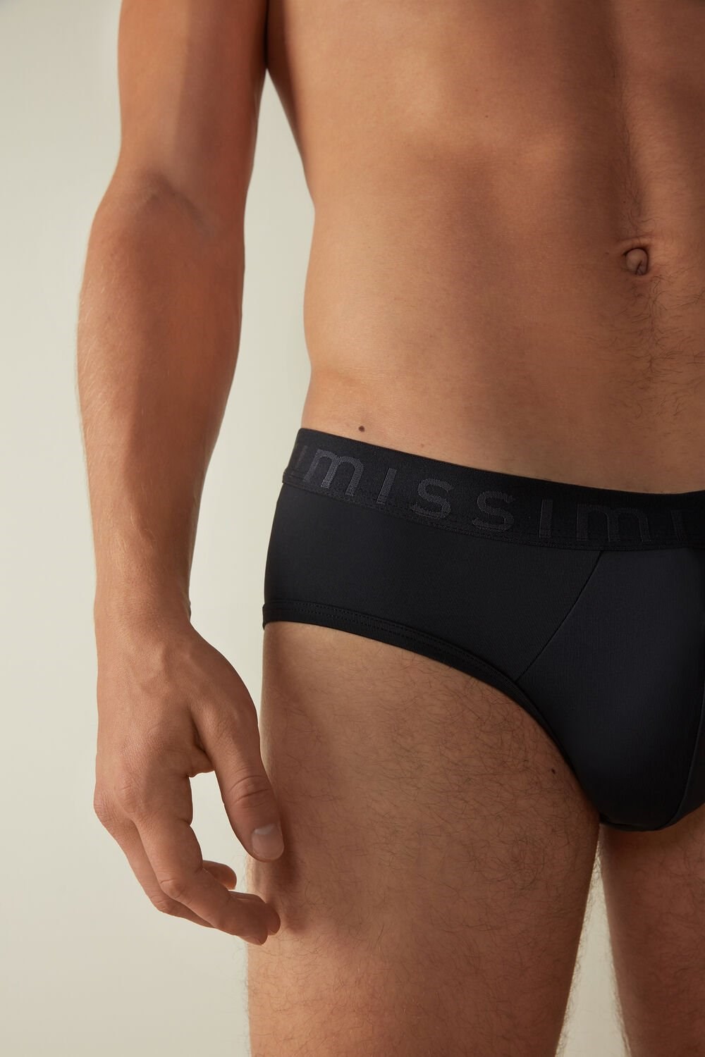 Blue - 800 - Midnight Blue Intimissimi Microfiber Briefs with Logo Detail | CMQR-35461