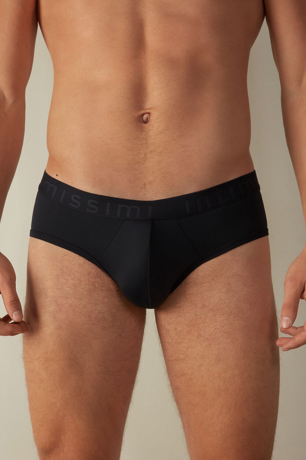 Blue - 800 - Midnight Blue Intimissimi Microfiber Briefs with Logo Detail | CMQR-35461