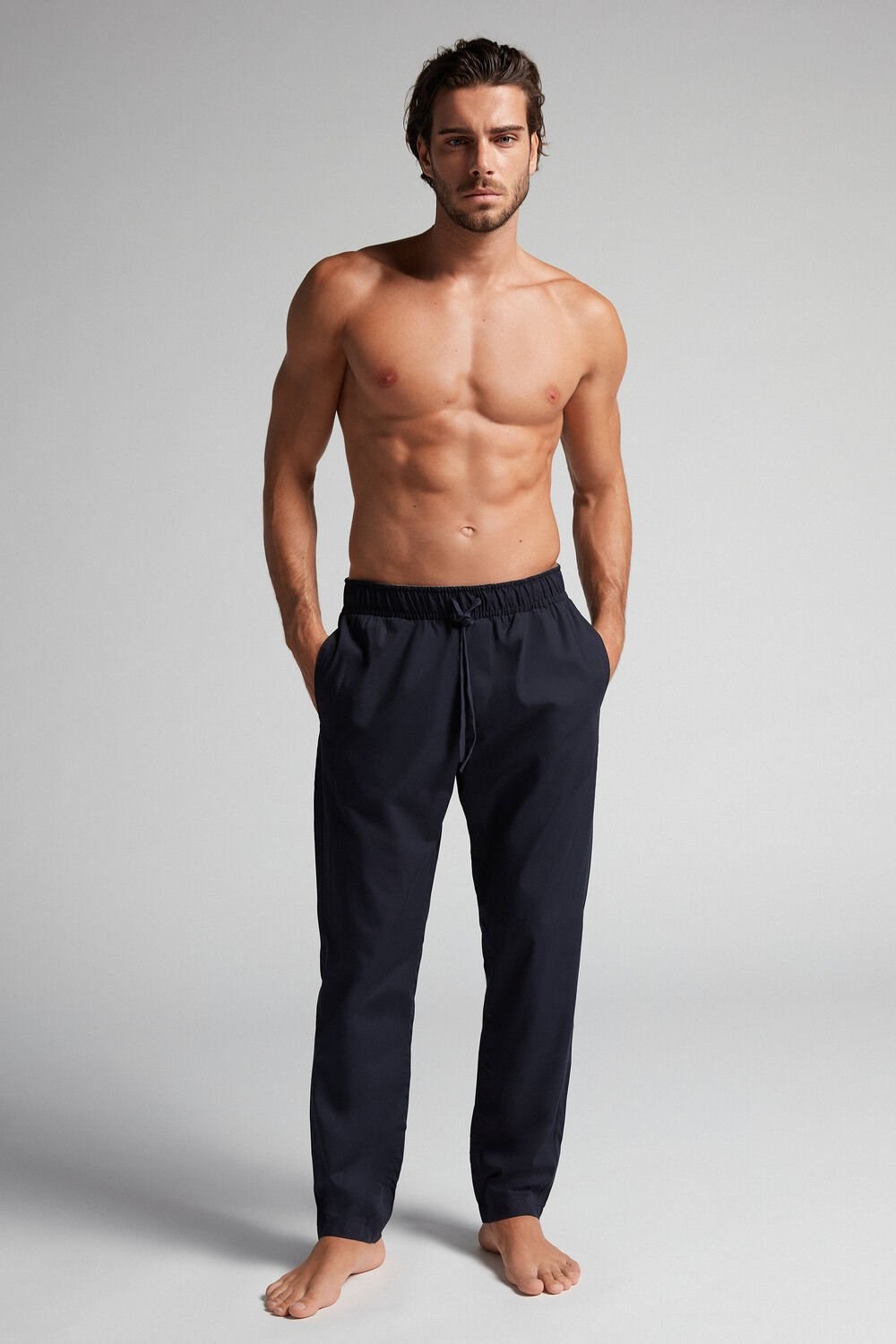 Blue - 800 - Midnight Blue Intimissimi Pants in Cotton Cloth | LAPO-20798