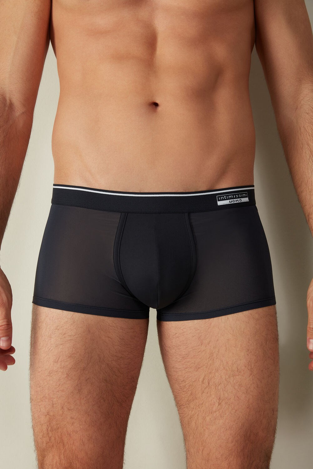 Blue - 800 - Midnight Blue Intimissimi Super Fresh Micro-mesh Boxers | BRKG-12674