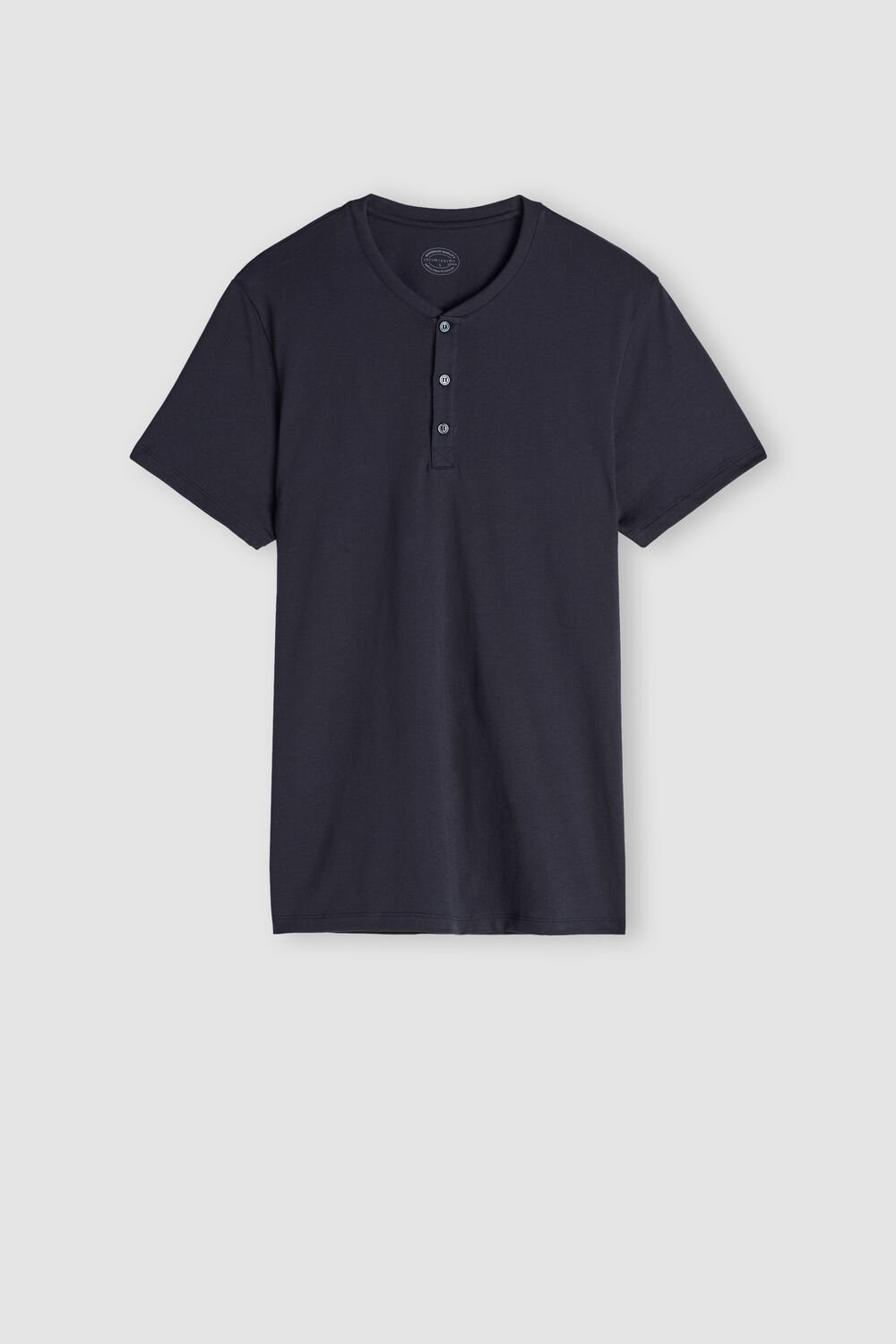 Blue - 800 - Midnight Blue Intimissimi Short-Sleeved Supima® Cotton Shirt | FJHL-50673