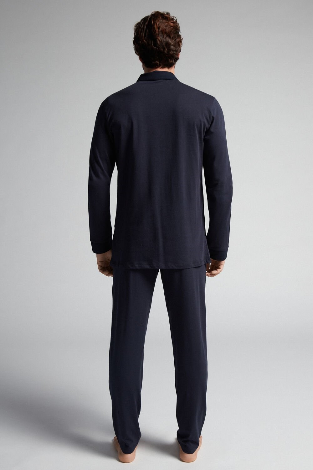 Blue - 800 - Midnight Blue Intimissimi Supima® Cotton Pajamas | KCAH-14679