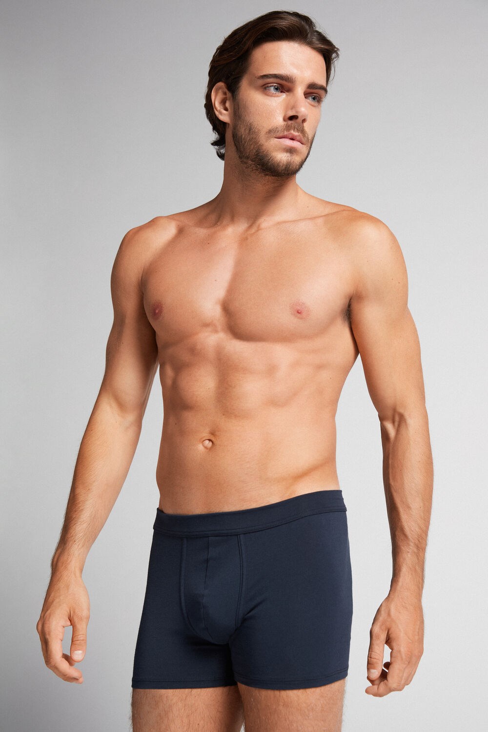 Blue - 800 - Midnight Blue Intimissimi Supima® Cotton Loose Fit Boxers | KVWN-68517