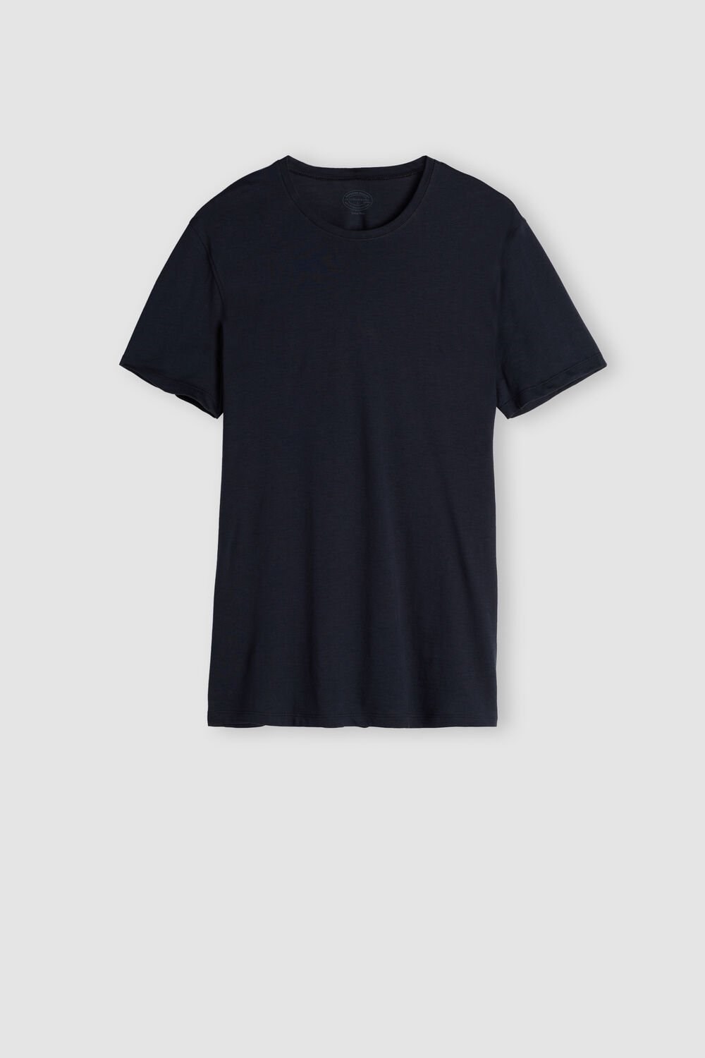 Blue - 800 - Midnight Blue Intimissimi Short-Sleeve Crew-Neck T-Shirt in Extra-Fine Supima® Cotton | PTKF-07321