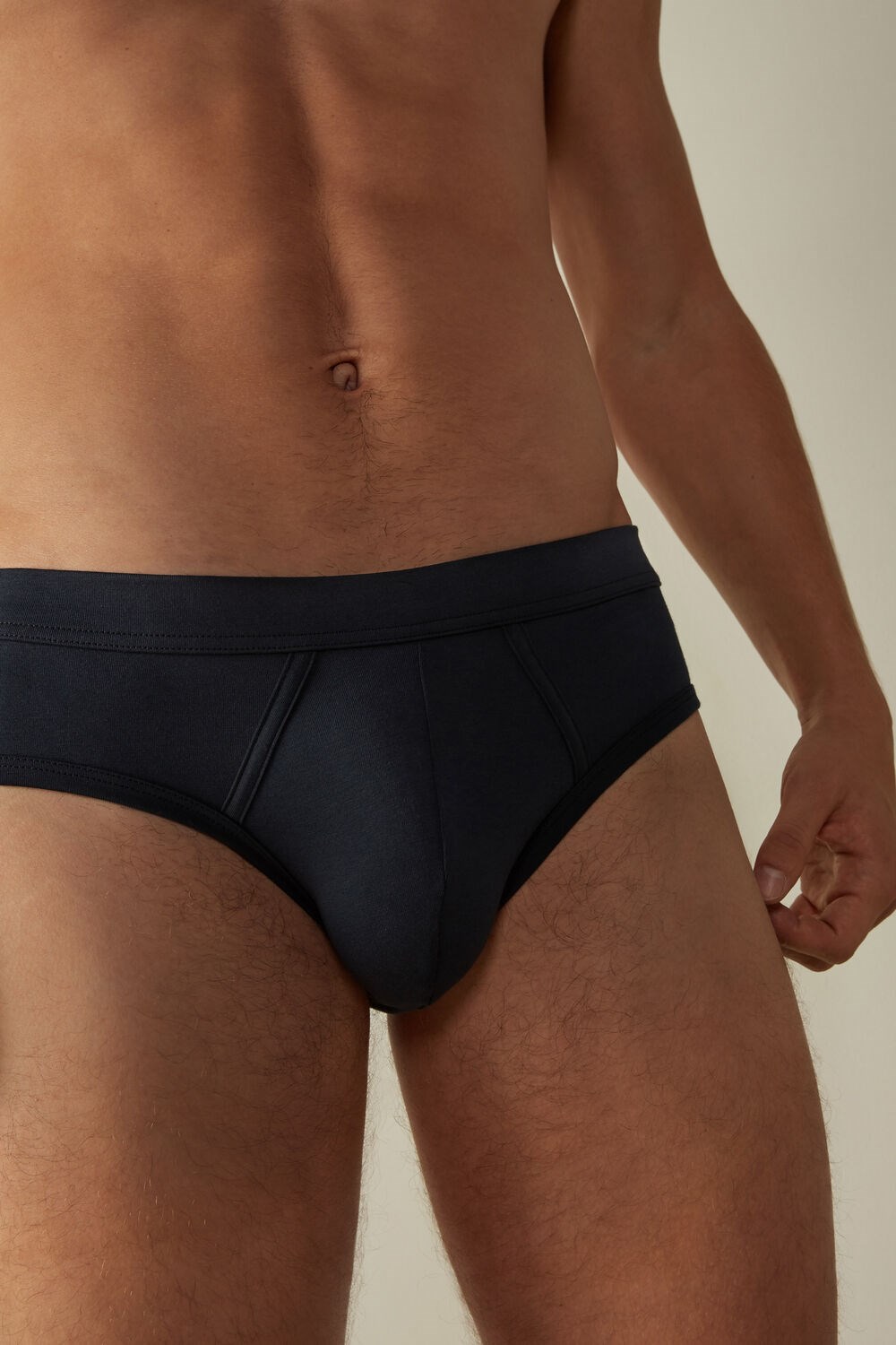 Blue - 800 - Midnight Blue Intimissimi Supima® Cotton Briefs | QJBN-58349