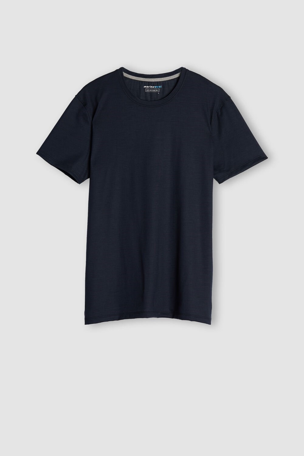 Blue - 800 - Midnight Blue Intimissimi Stretch Merino Wool Short-Sleeve T-Shirt | ZMIL-92680