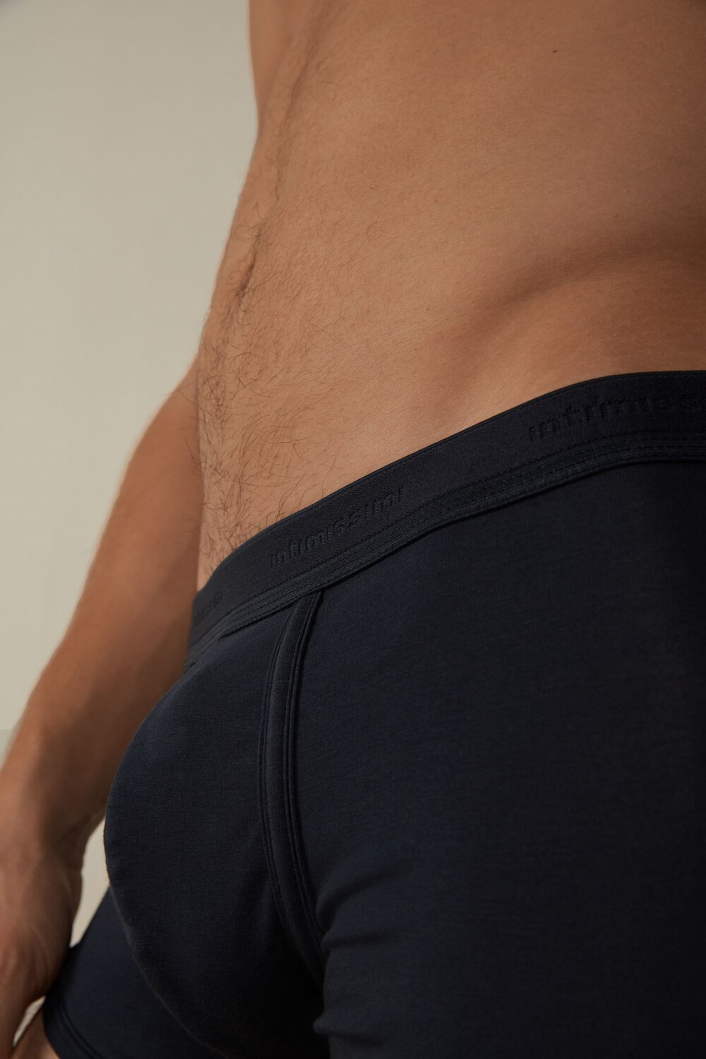 Blue - 800a - Midnight Blue / Midnight Blue Intimissimi Stretch Supima® Cotton Boxer Shorts with Logo Detail | IPSV-95407