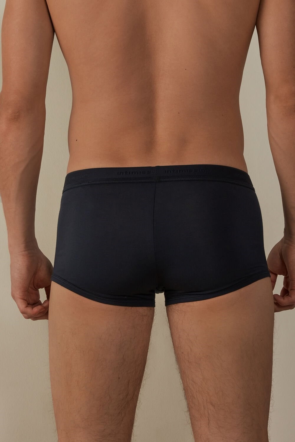 Blue - 800a - Midnight Blue / Midnight Blue Intimissimi Stretch Supima® Cotton Boxer Shorts with Logo Detail | IPSV-95407