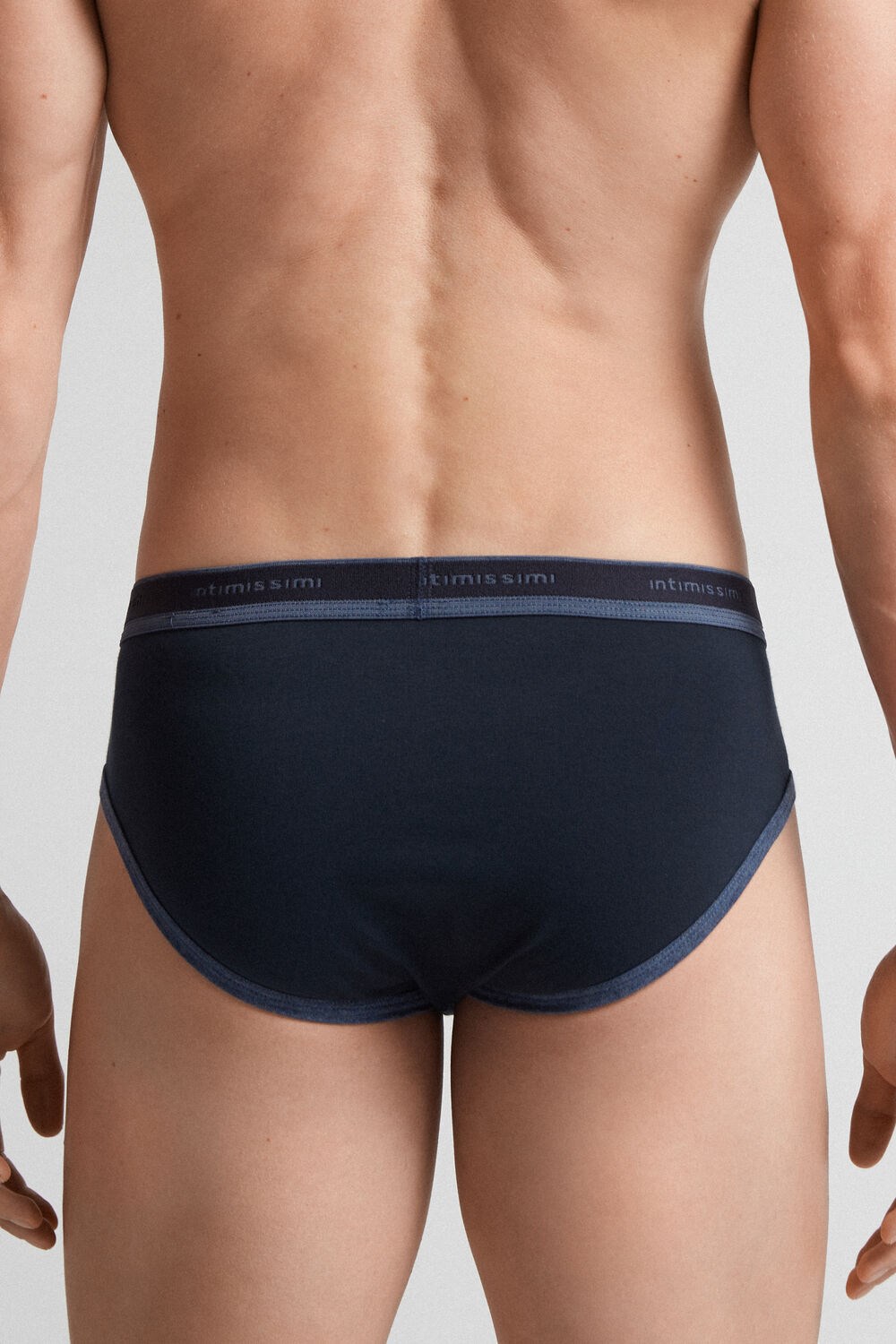 Blue - 844i - Midnight Blue / Heathered Denim Blue Intimissimi Stretch Supima® Cotton Brief with Logo Detail | BPZQ-17569