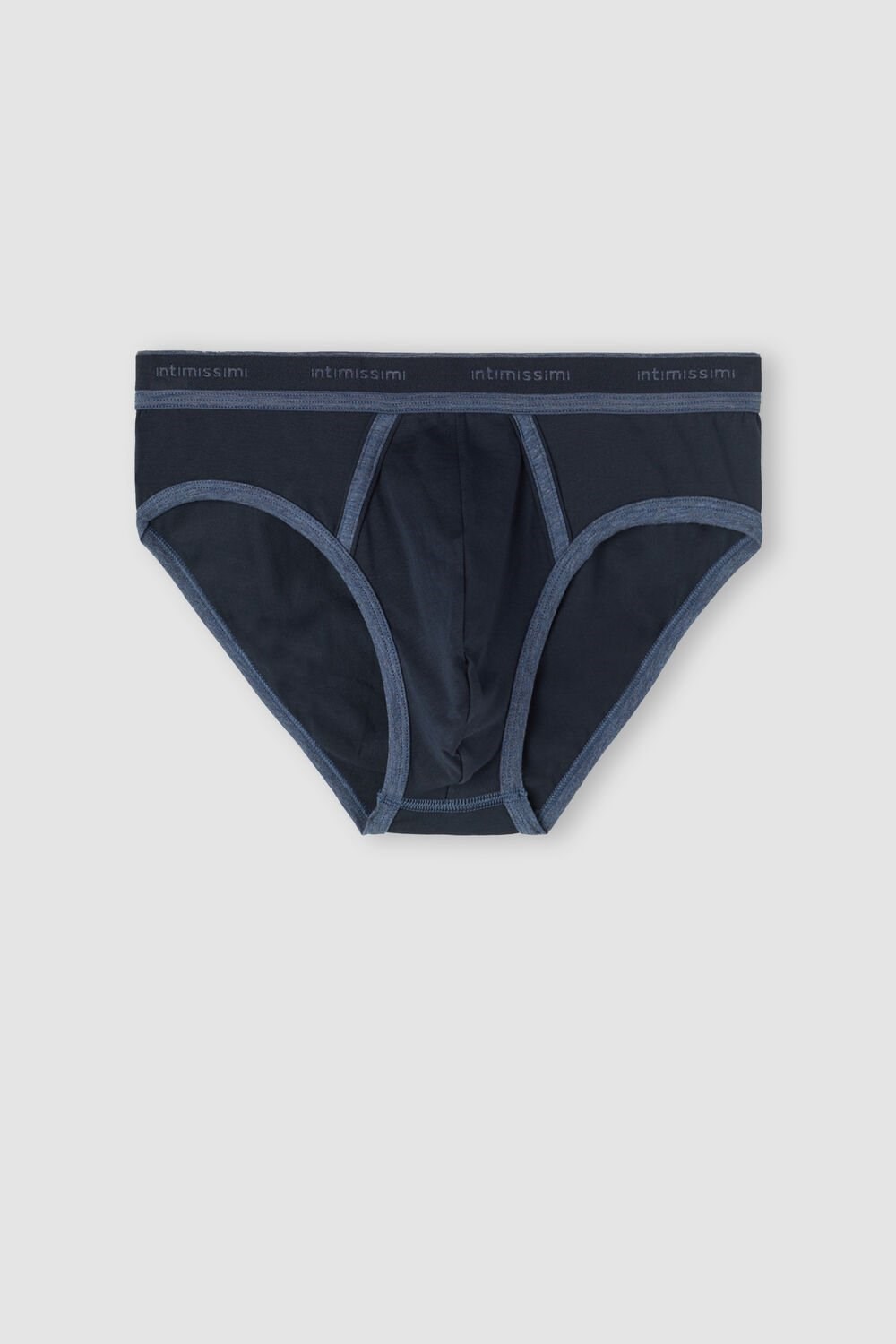 Blue - 844i - Midnight Blue / Heathered Denim Blue Intimissimi Stretch Supima® Cotton Brief with Logo Detail | BPZQ-17569