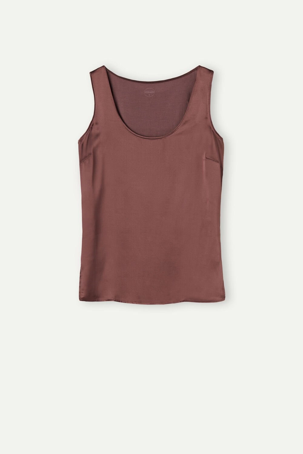 Brown - 002j - Nutmeg Brown Intimissimi Silk and Modal Tank Top | KGUX-42685