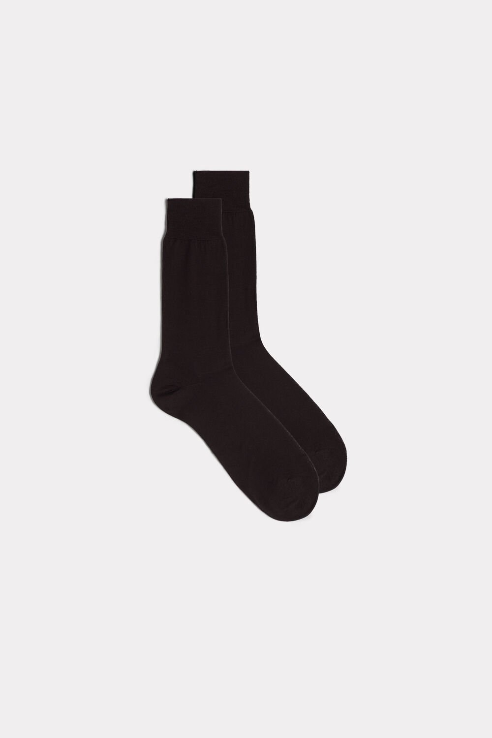 Brown - 015 - Brown Intimissimi Short Sateen Egyptian Cotton Socks | SCAI-56749